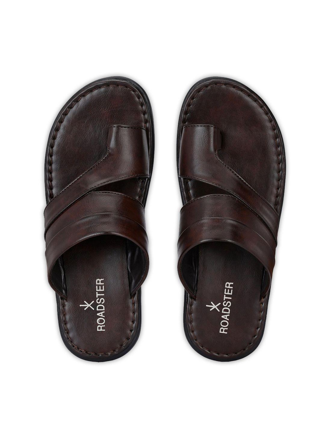 roadster men brown faux leather casual slippers