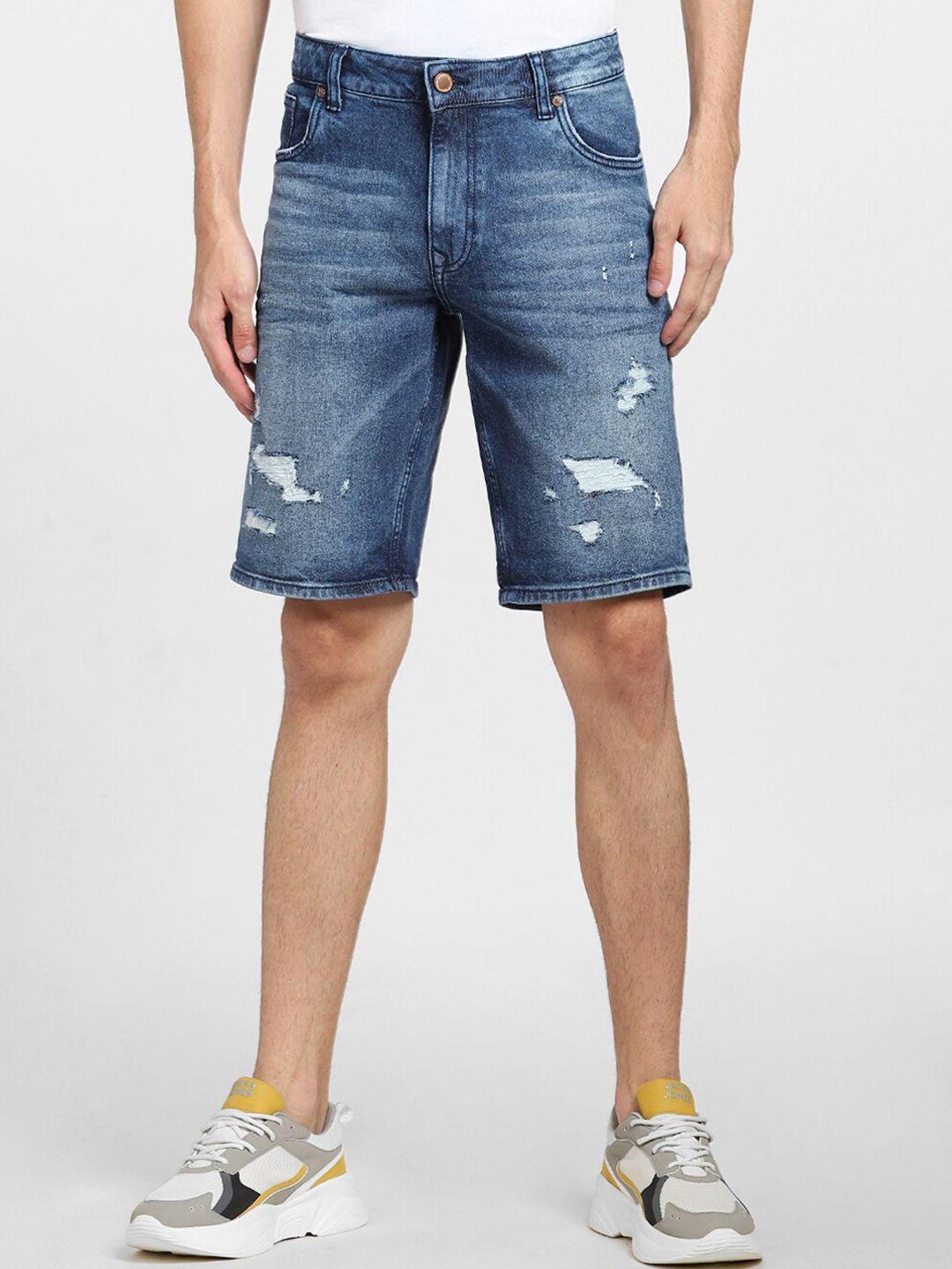 jack & jones men washed low-rise denim shorts