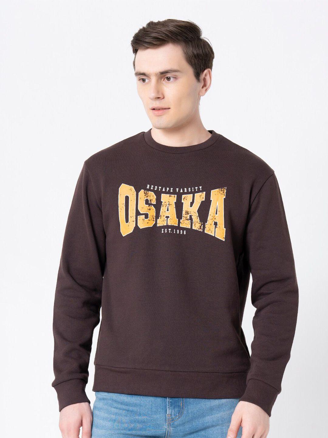 red tape men brown printed sweatshirt