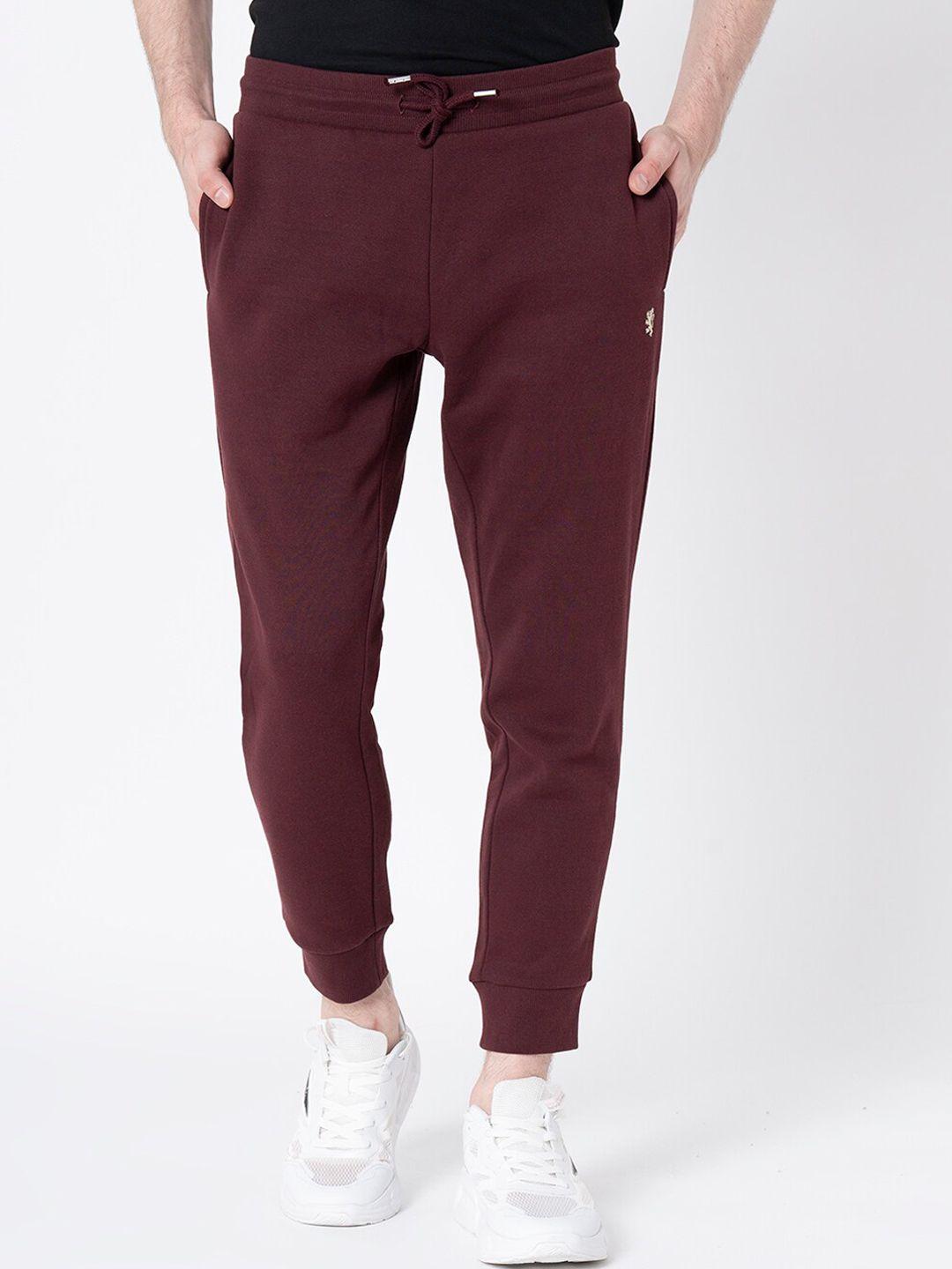 red tape men maroon solid joggers