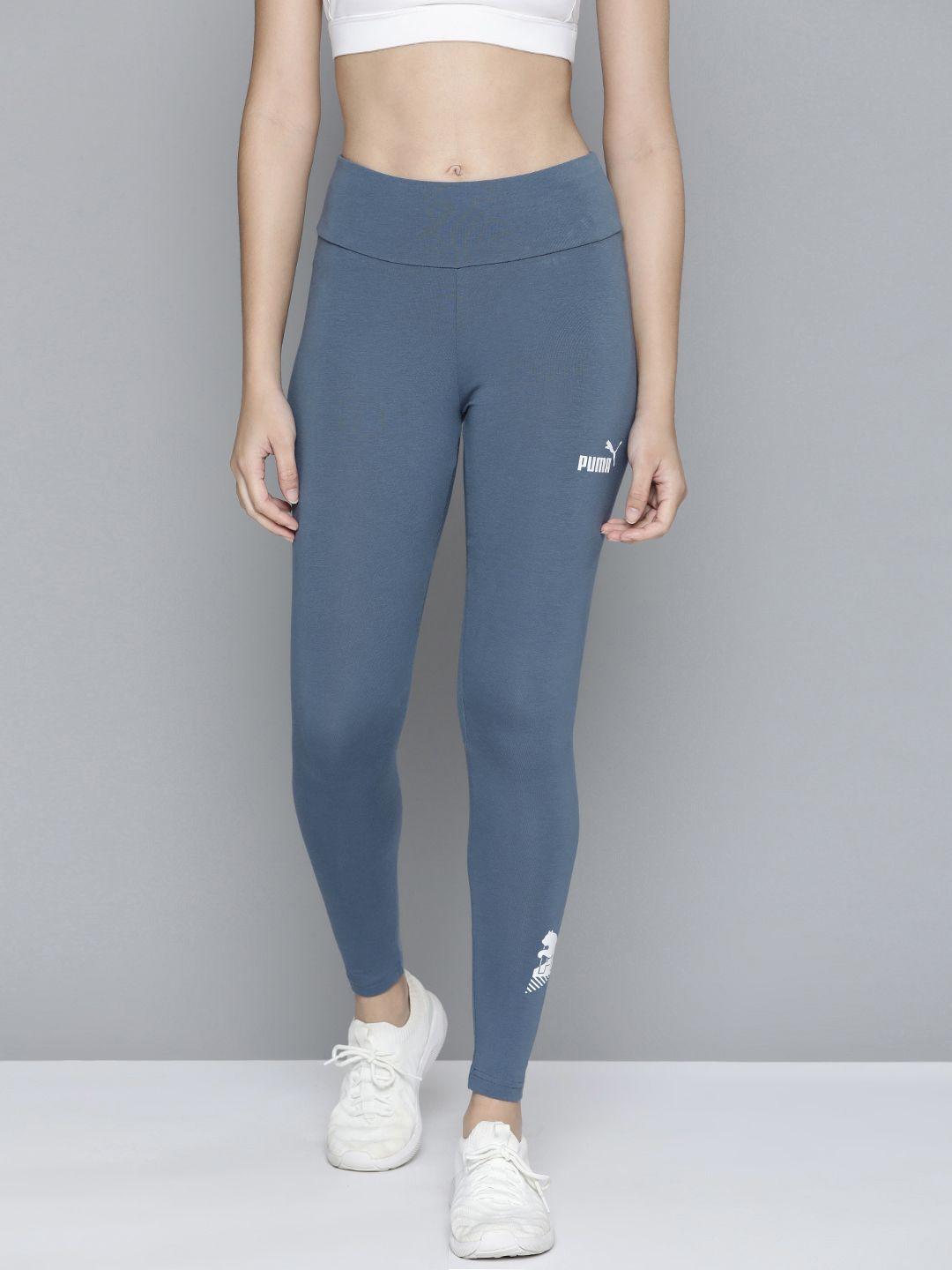 puma women grey solid power graphic leggings