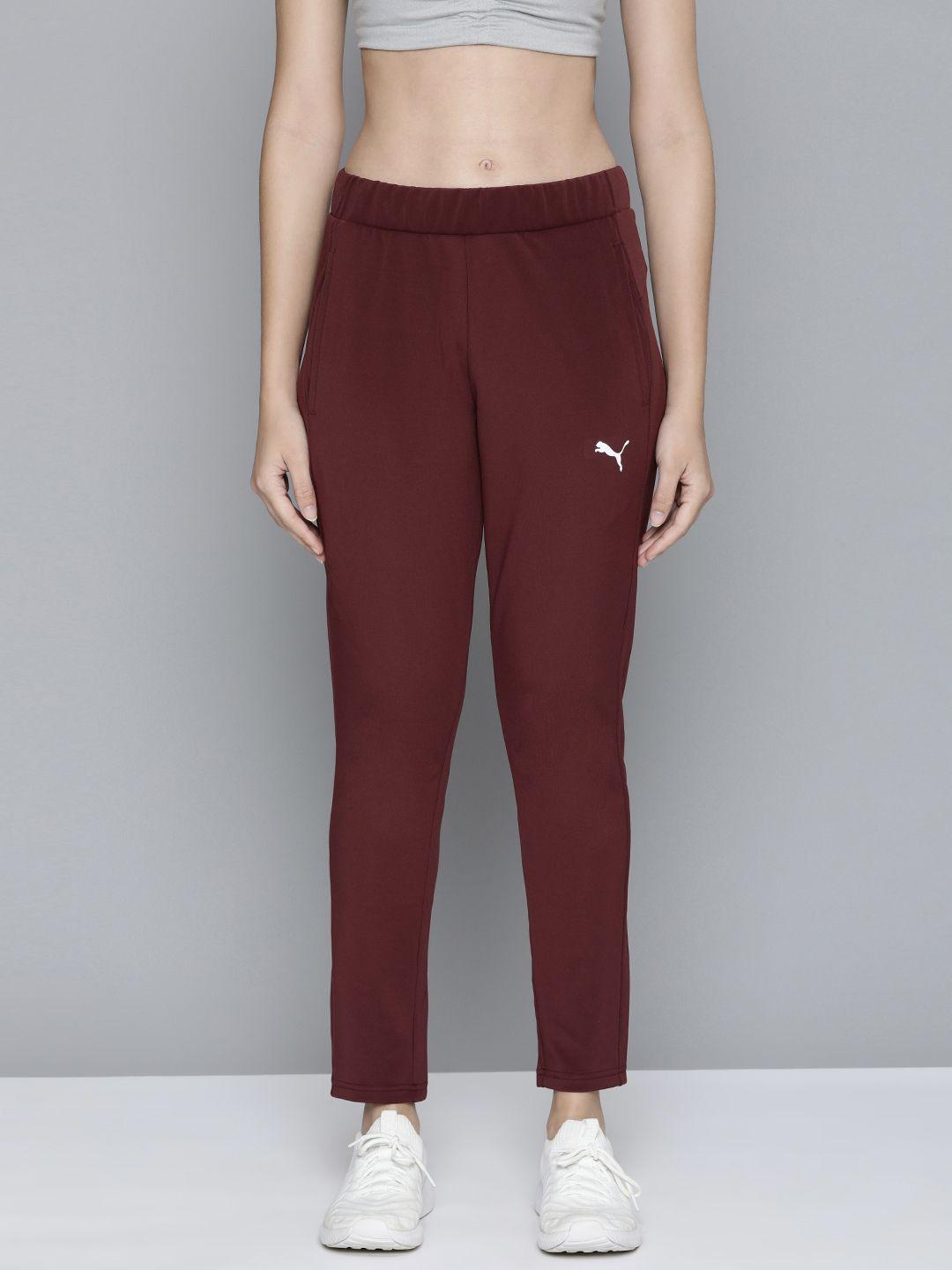 puma women maroon solid tec sport track pants