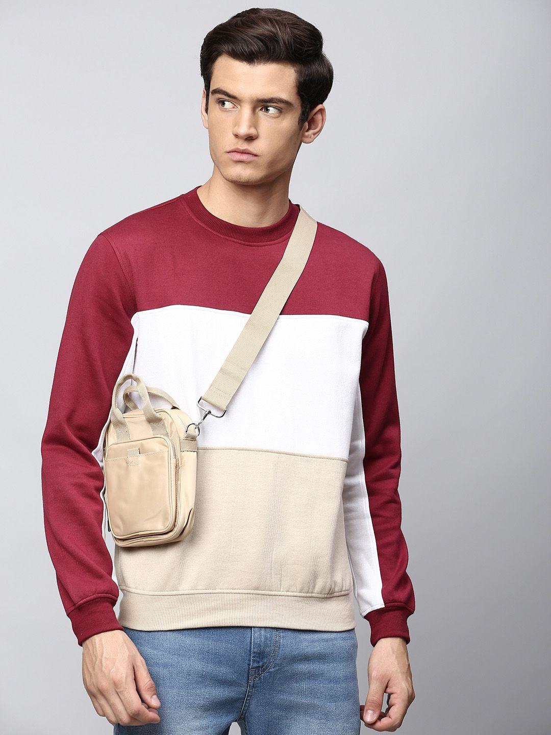 dennis lingo men red colourblocked sweatshirt