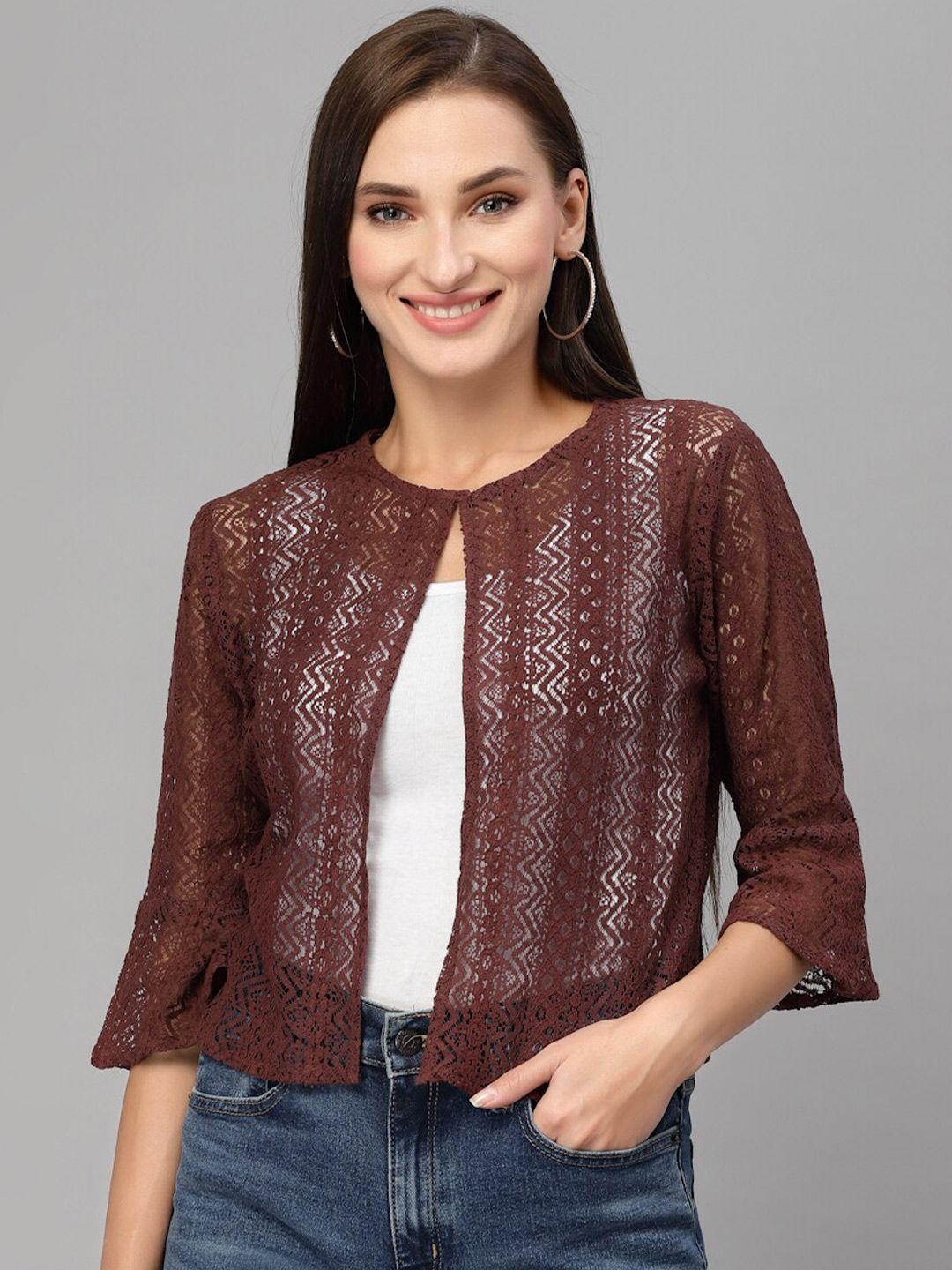 style quotient women self design open front sheer shrug