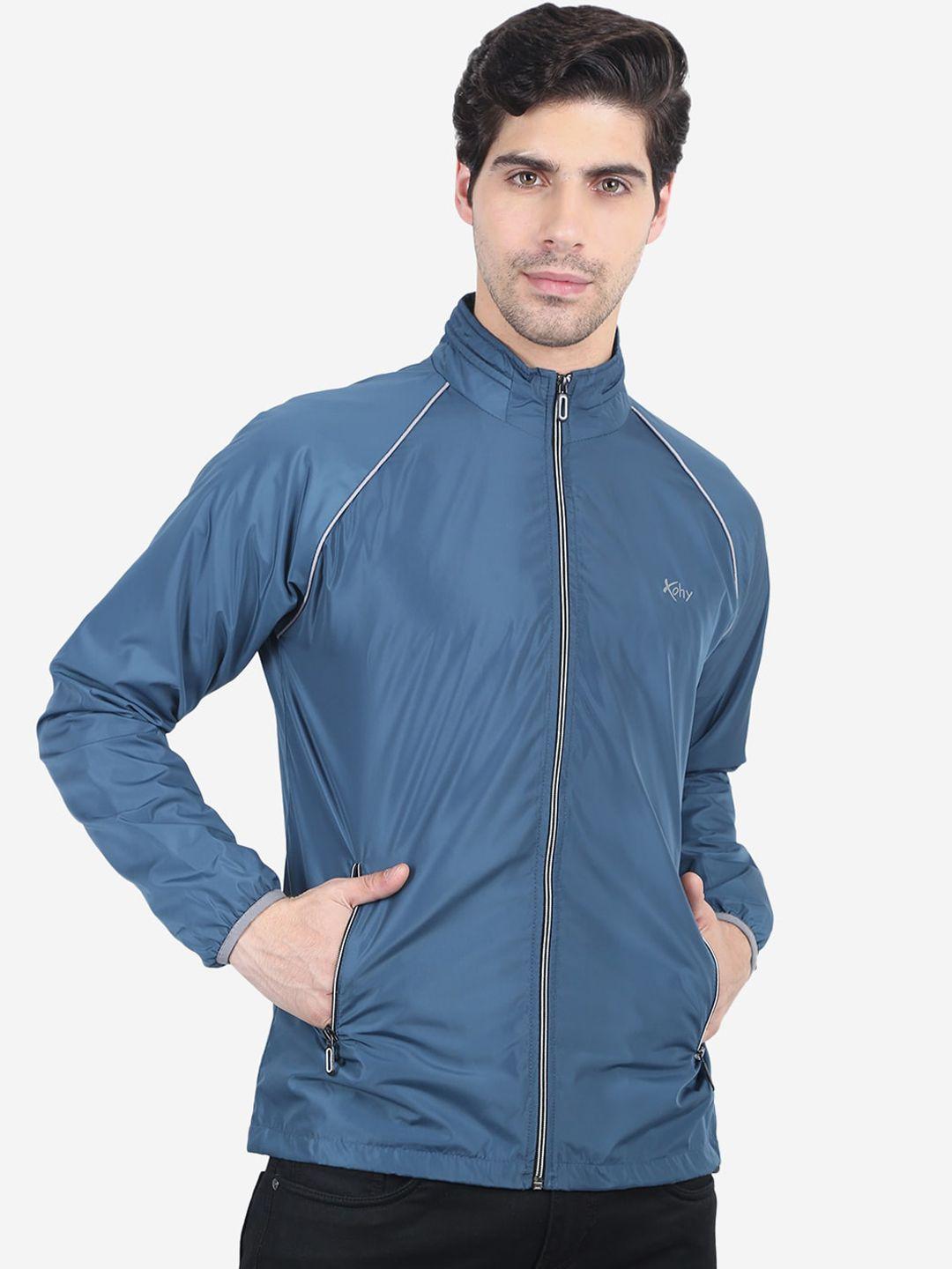 xohy men blue windcheater outdoor bomber jacket