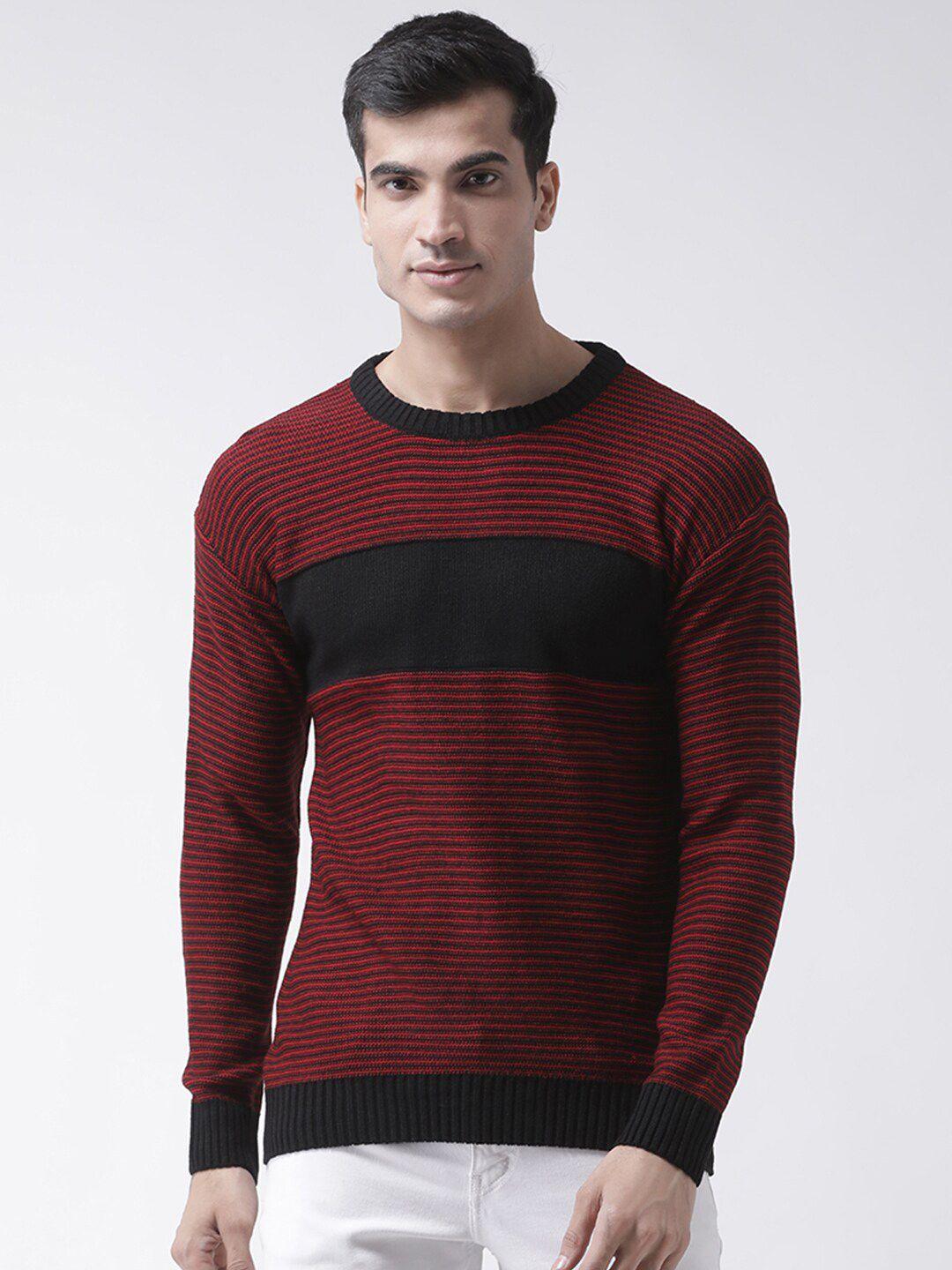 club york men red & black striped pullover