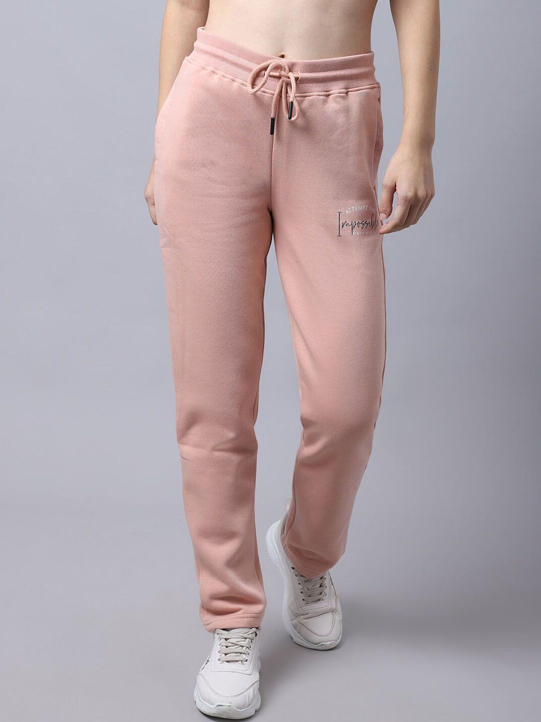 cantabil women peach solid cotton track pants