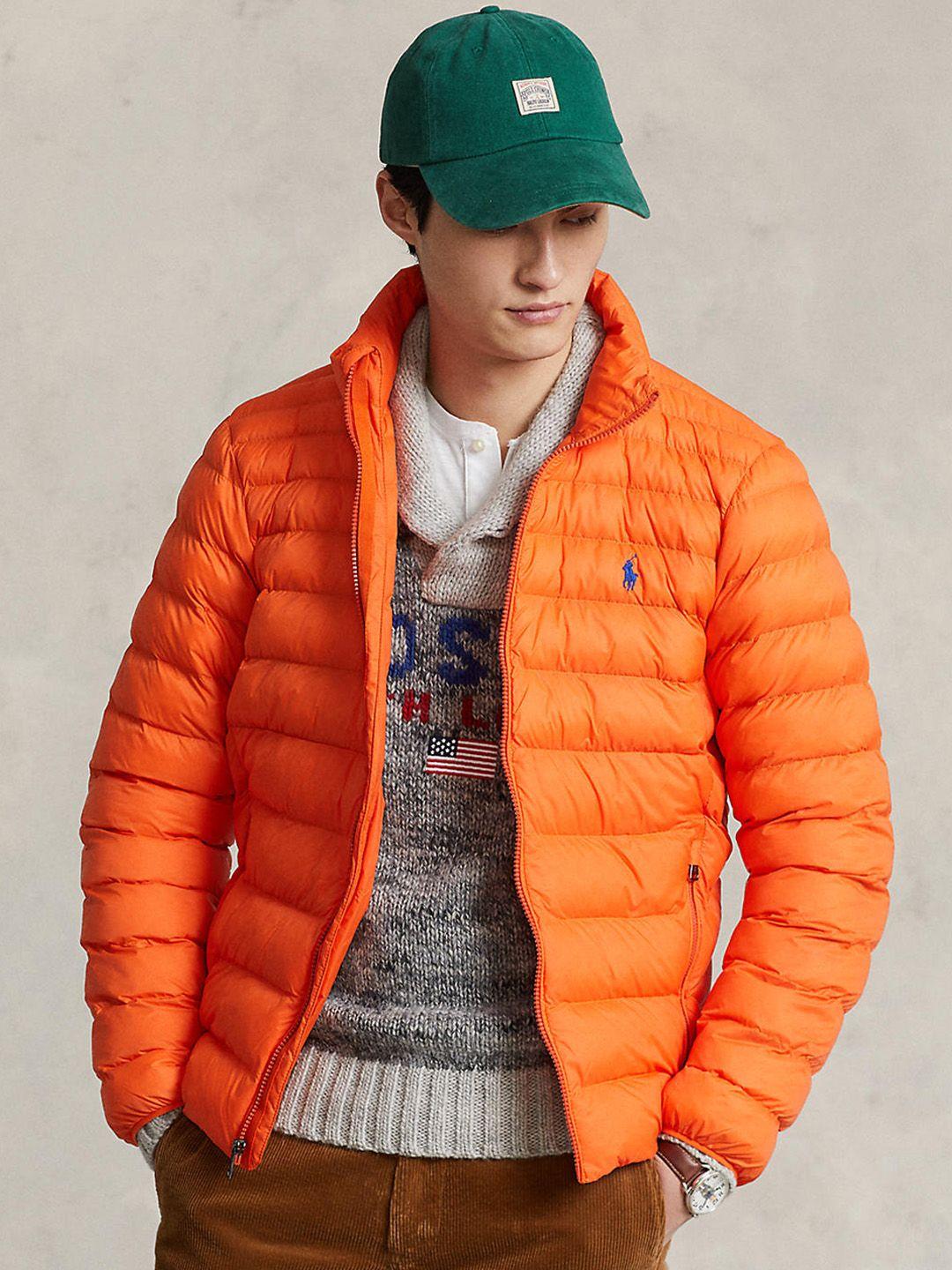 polo ralph lauren men orange solid puffer jacket