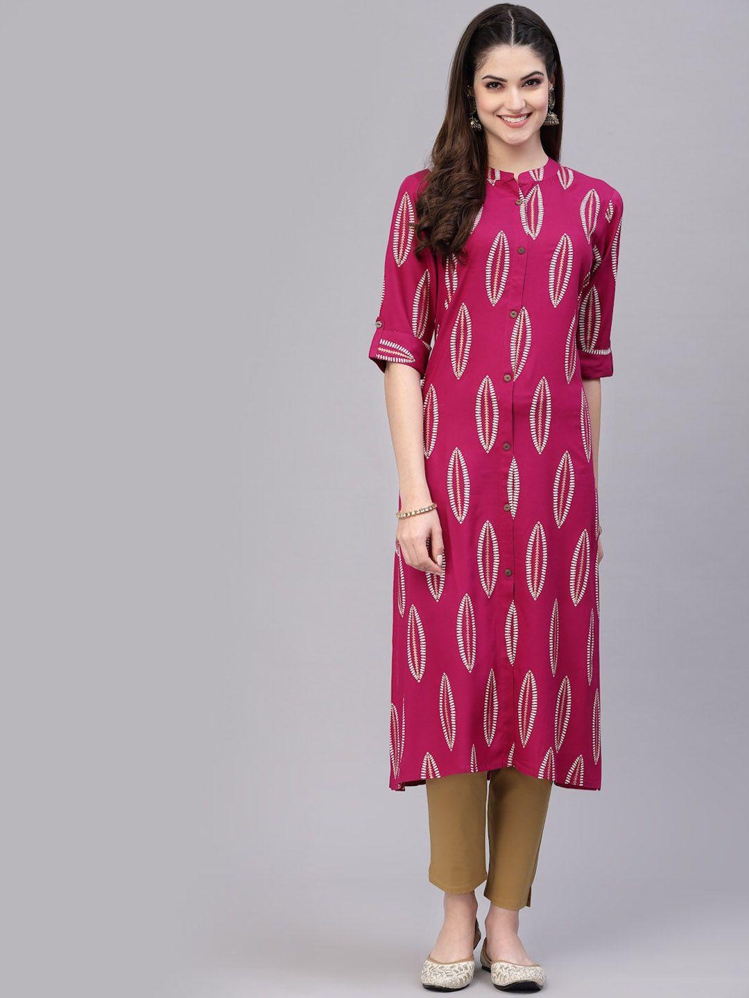 stylum women pink printed kurta