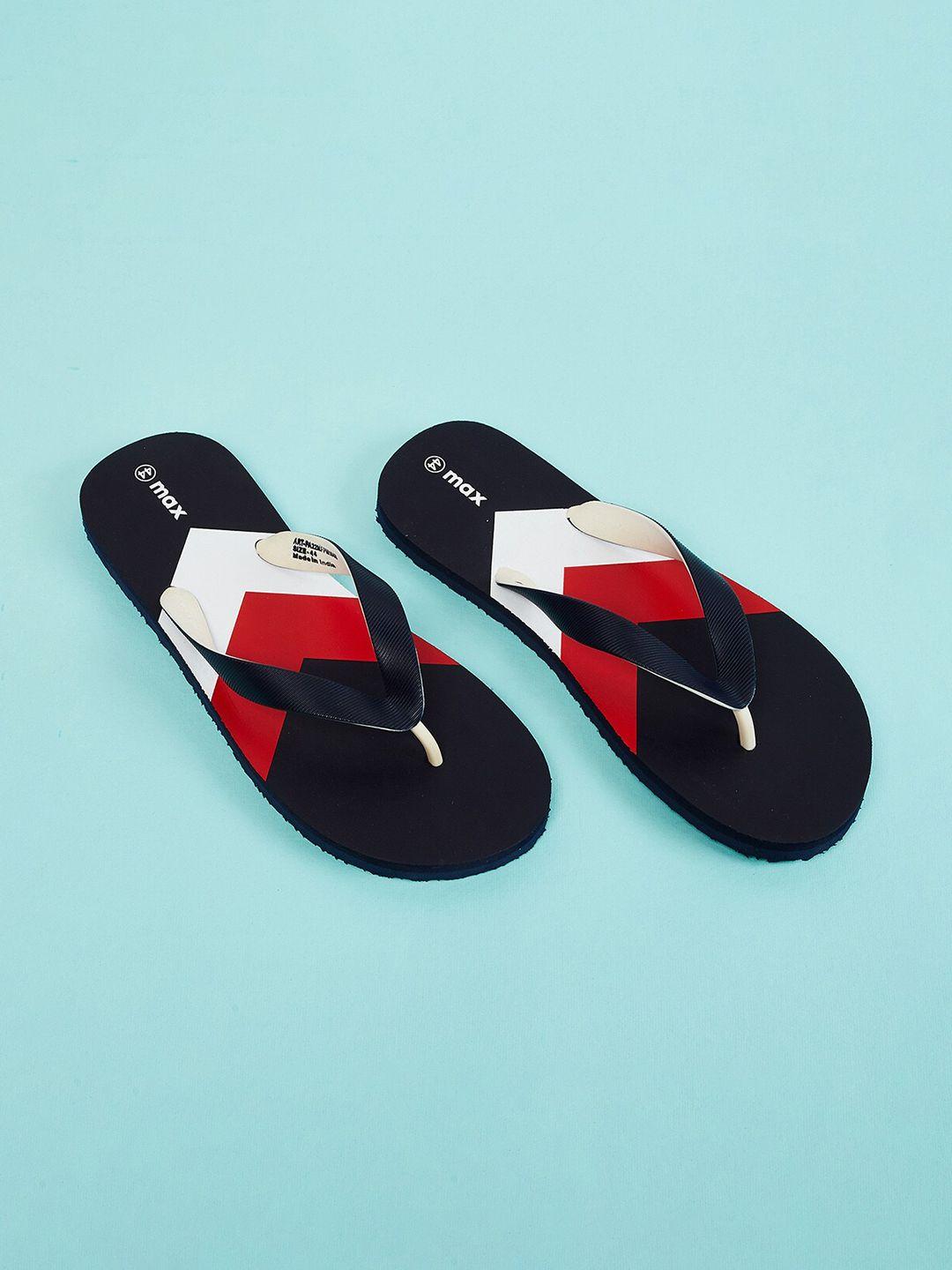 max men blue & red colourblocked thong flip-flops