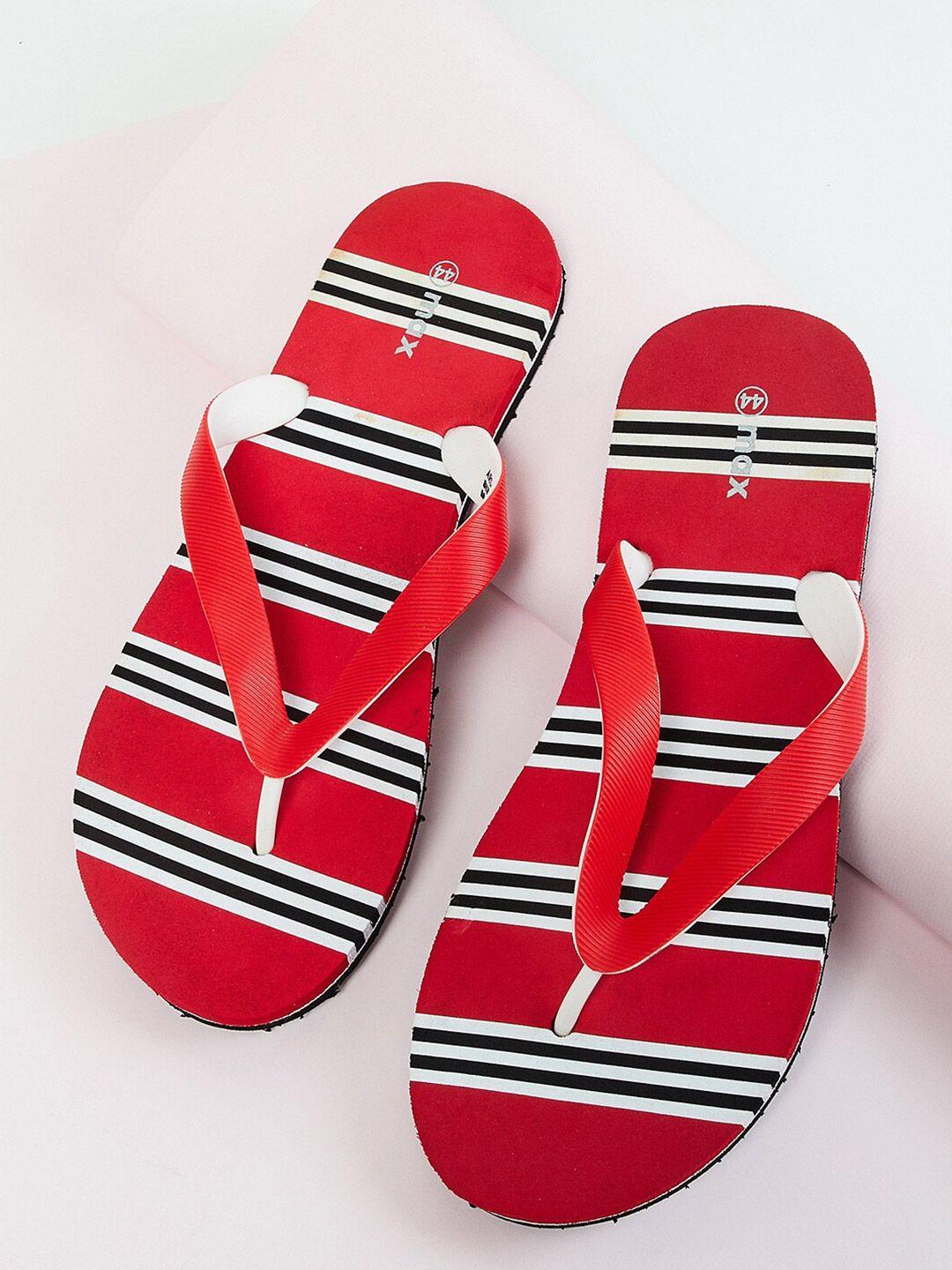 max men red & white striped rubber thong flip-flops