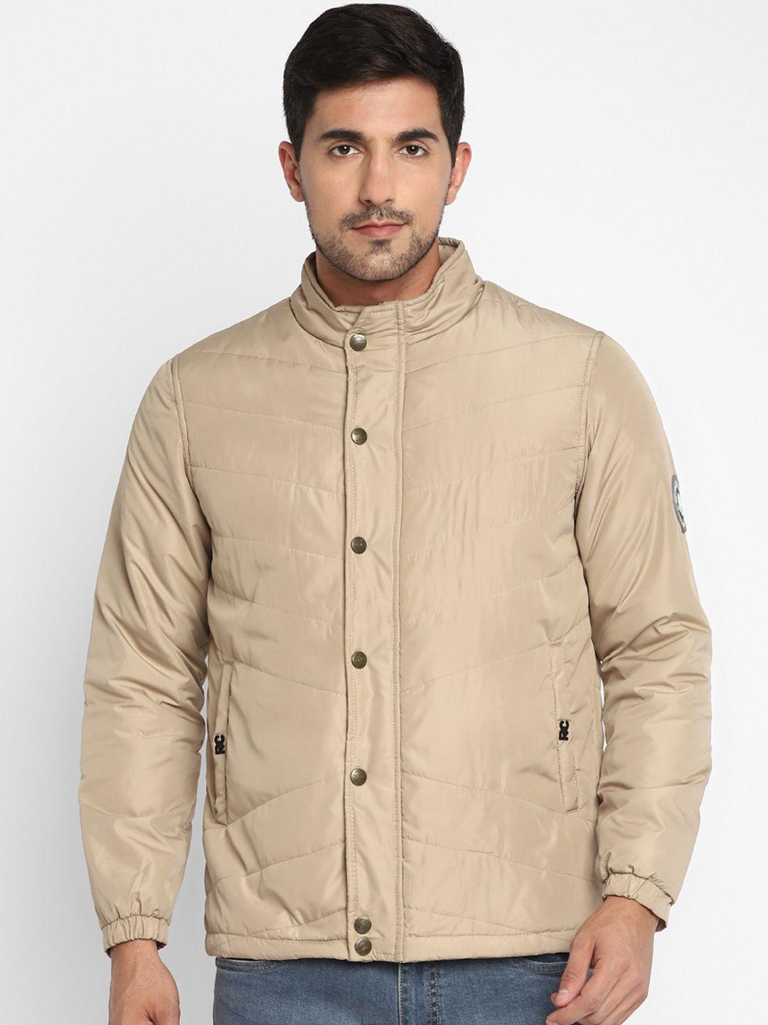 red chief men beige solid lightweight puffer jacket