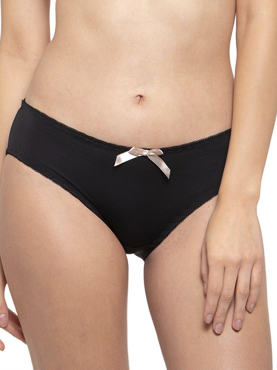 prettycat women black solid bikini briefs