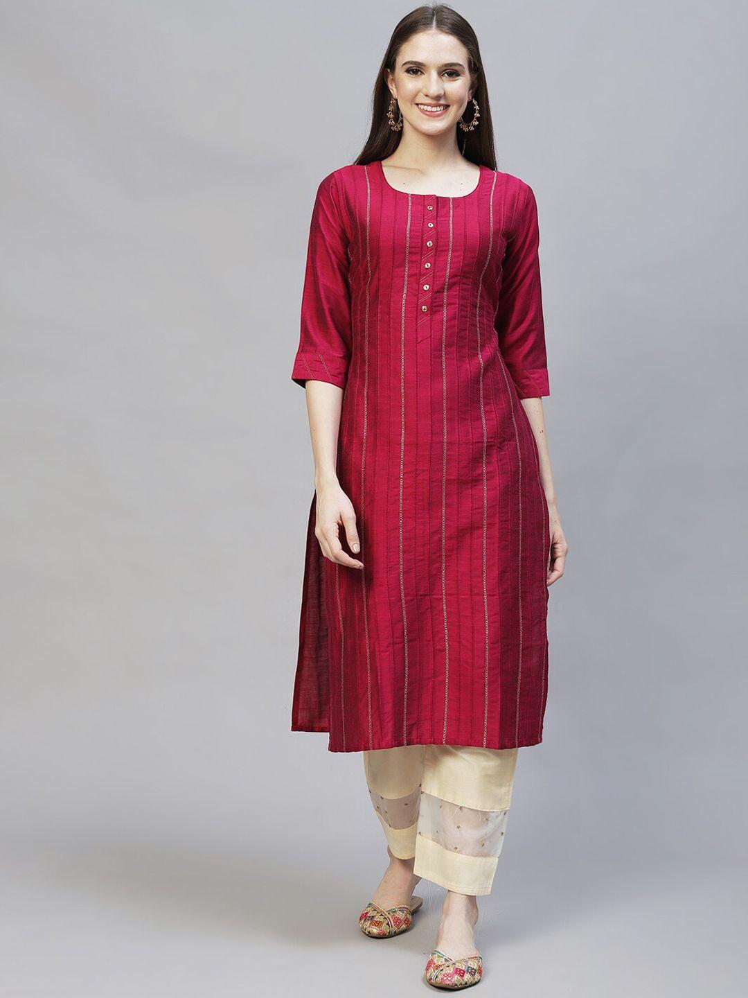 fashor women magenta striped kurta