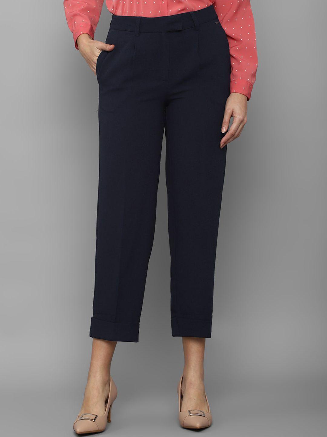 allen solly woman navy blue pleated trousers