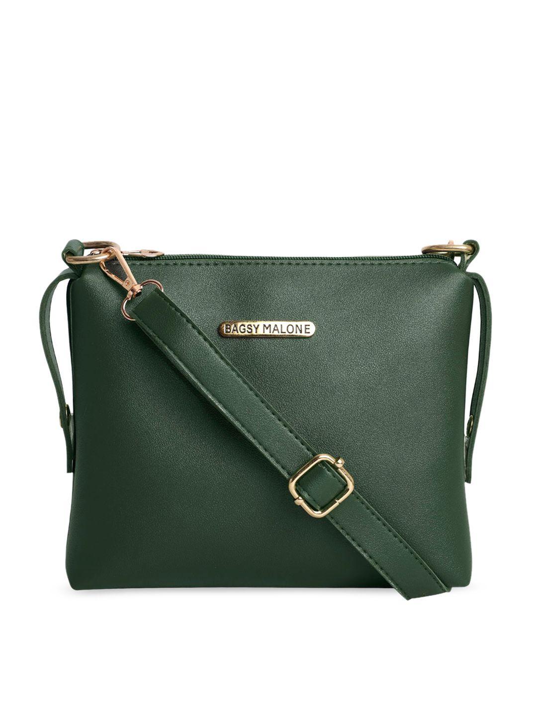 bagsy malone green pu structured sling bag with tasselled