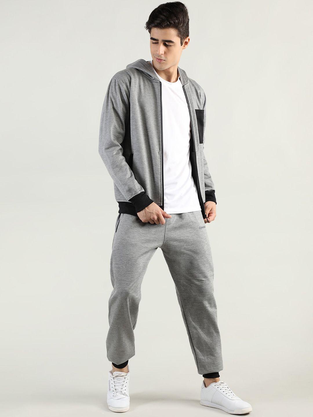 chkokko men grey solid tracksuits