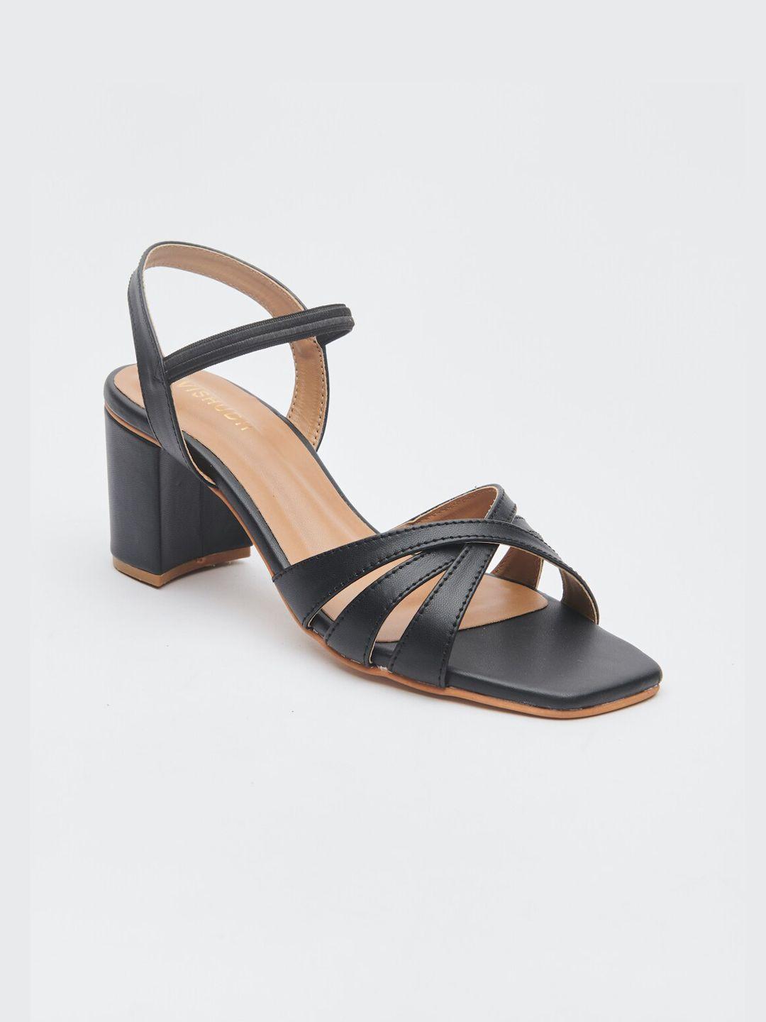 vishudh black synthetic block sandals