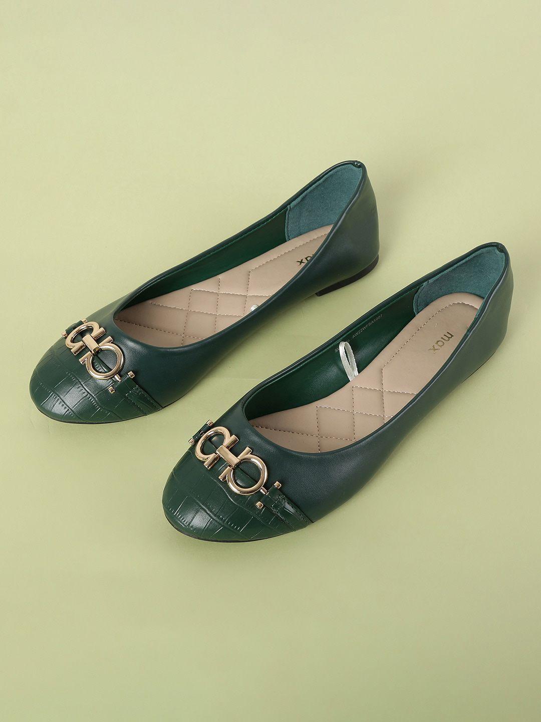 max women green embellished ballerinas flats