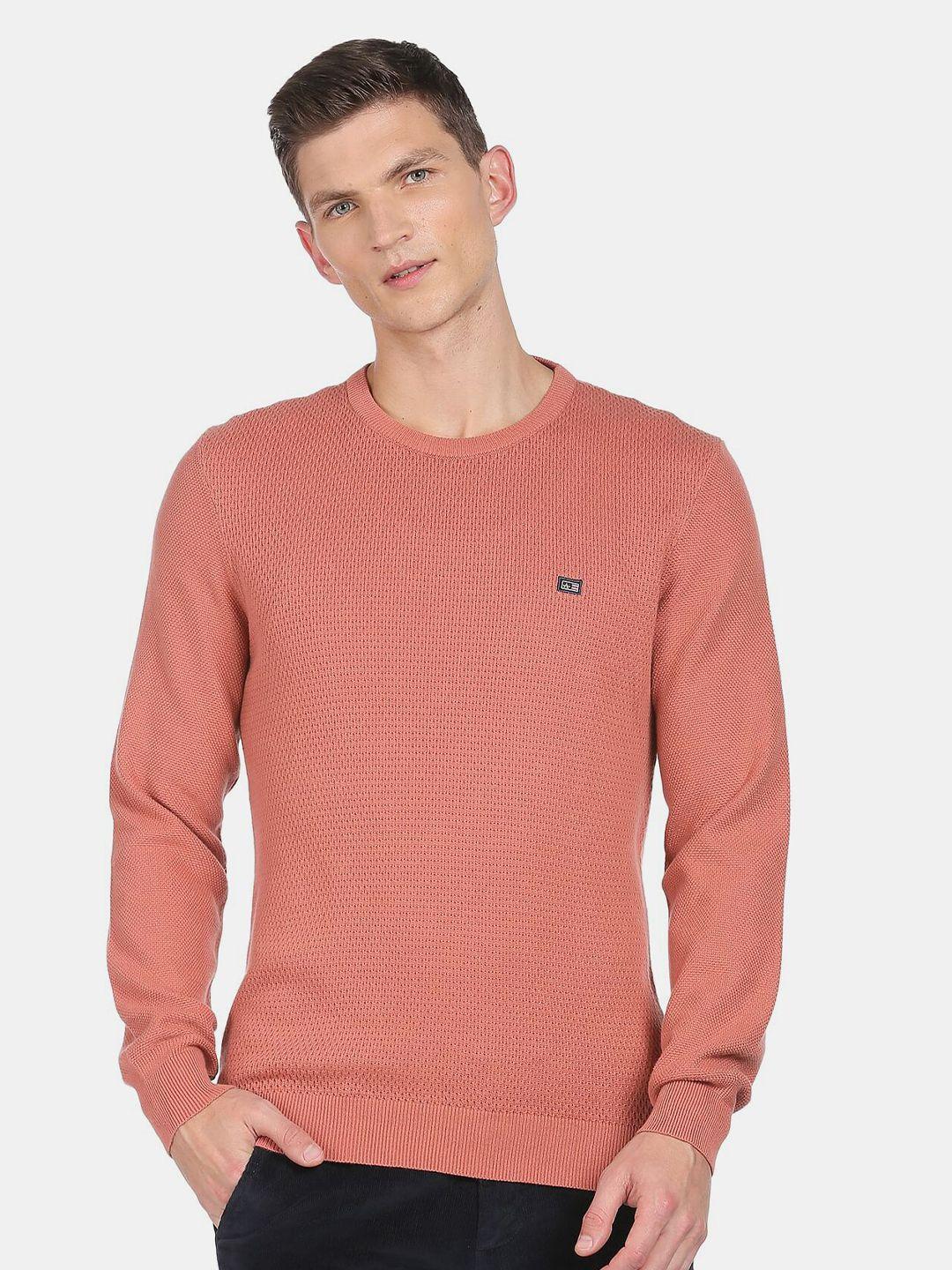 arrow sport men pink solid pullover