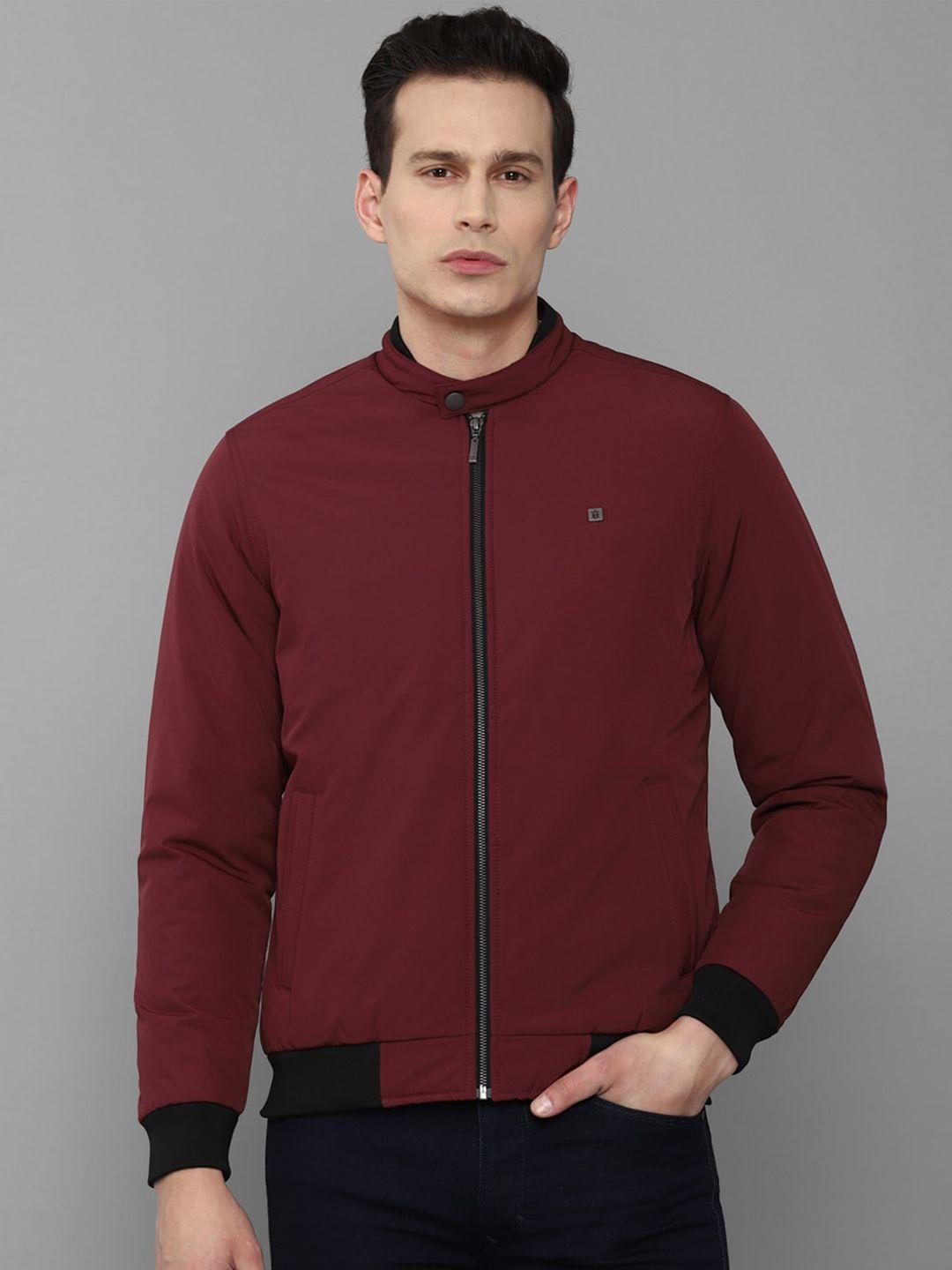 louis philippe jeans men maroon bomber jacket