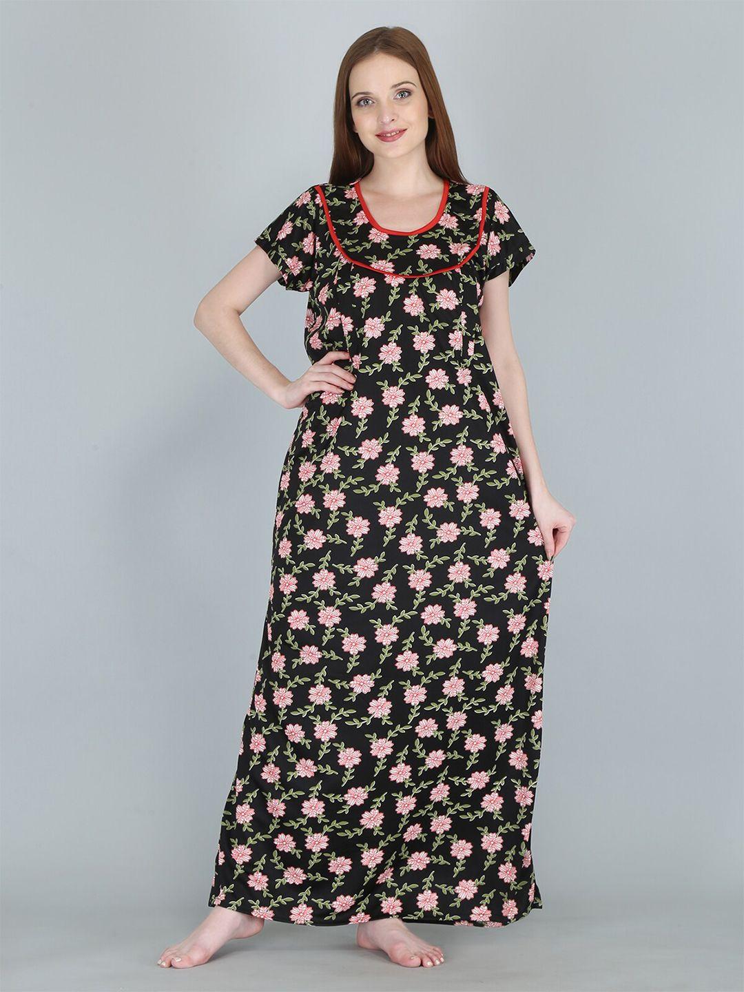 be you black printed maxi nightdress