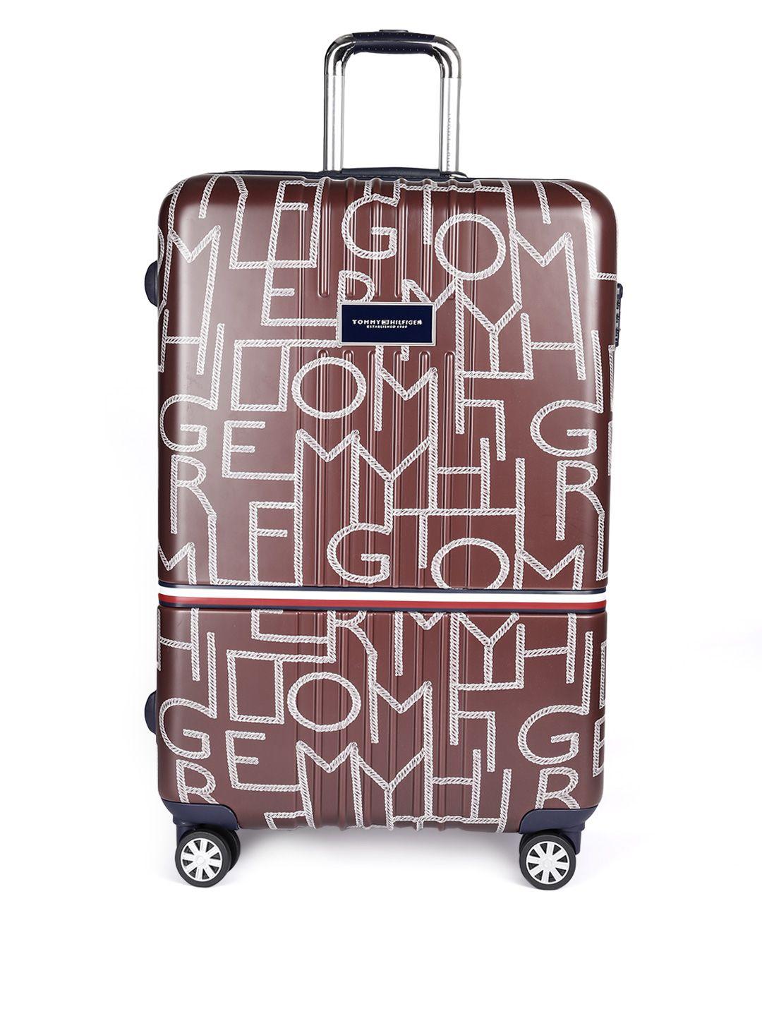 tommy hilfiger printed 4 wheels 360-degree rotation large trolley bag