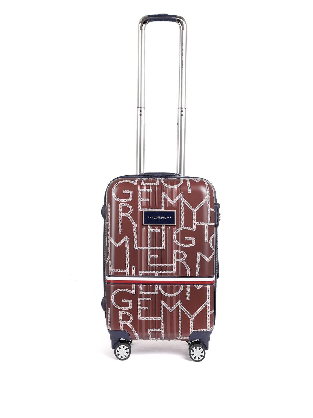 tommy hilfiger unisex printed 4 wheels 360-degree rotation cabin trolley bag