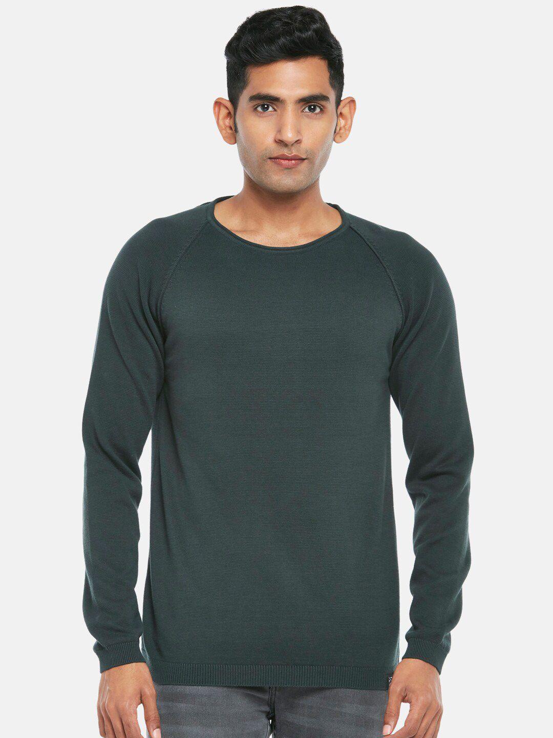 people men green solid pullover