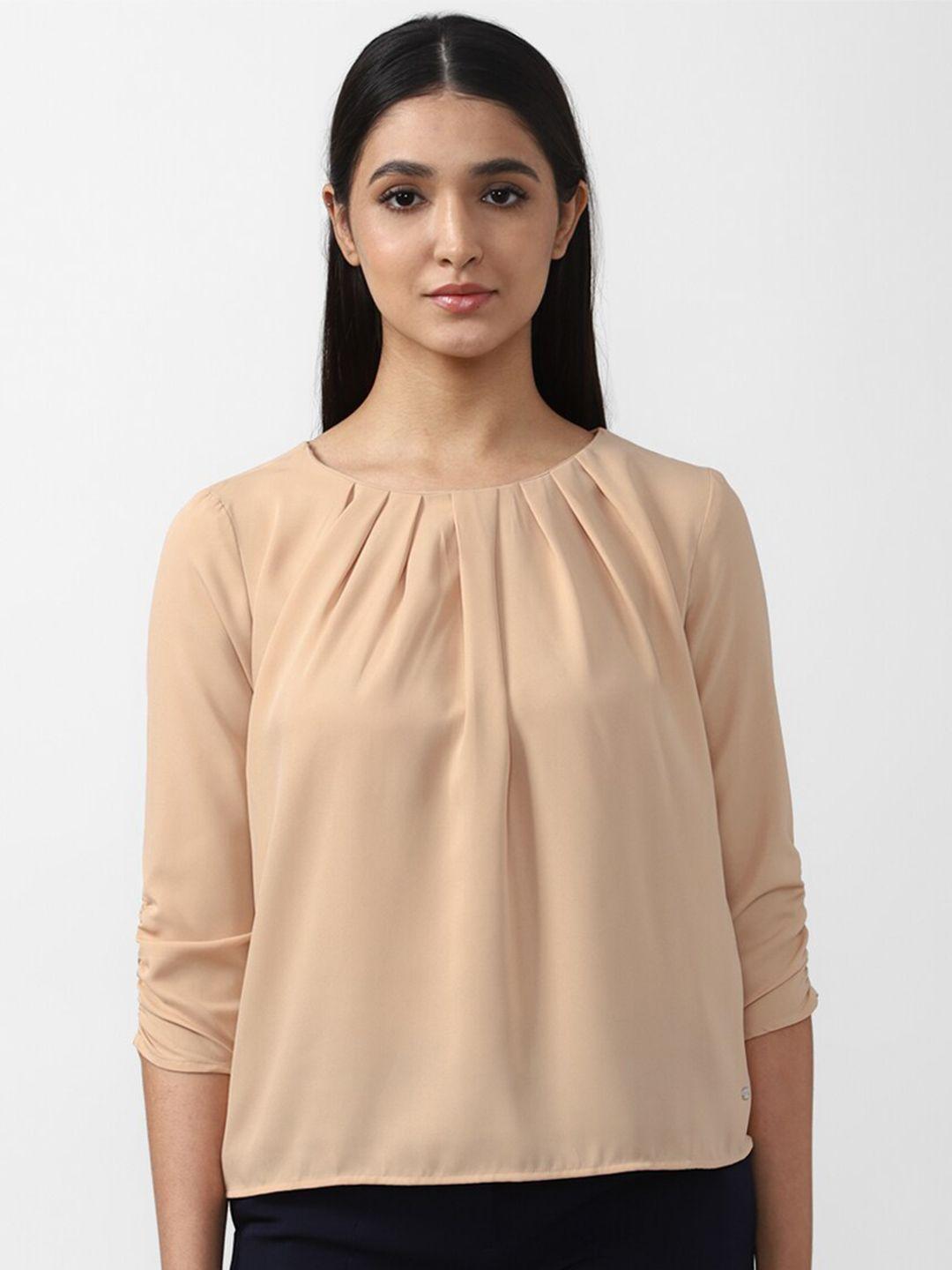 van heusen woman cream-coloured solid top