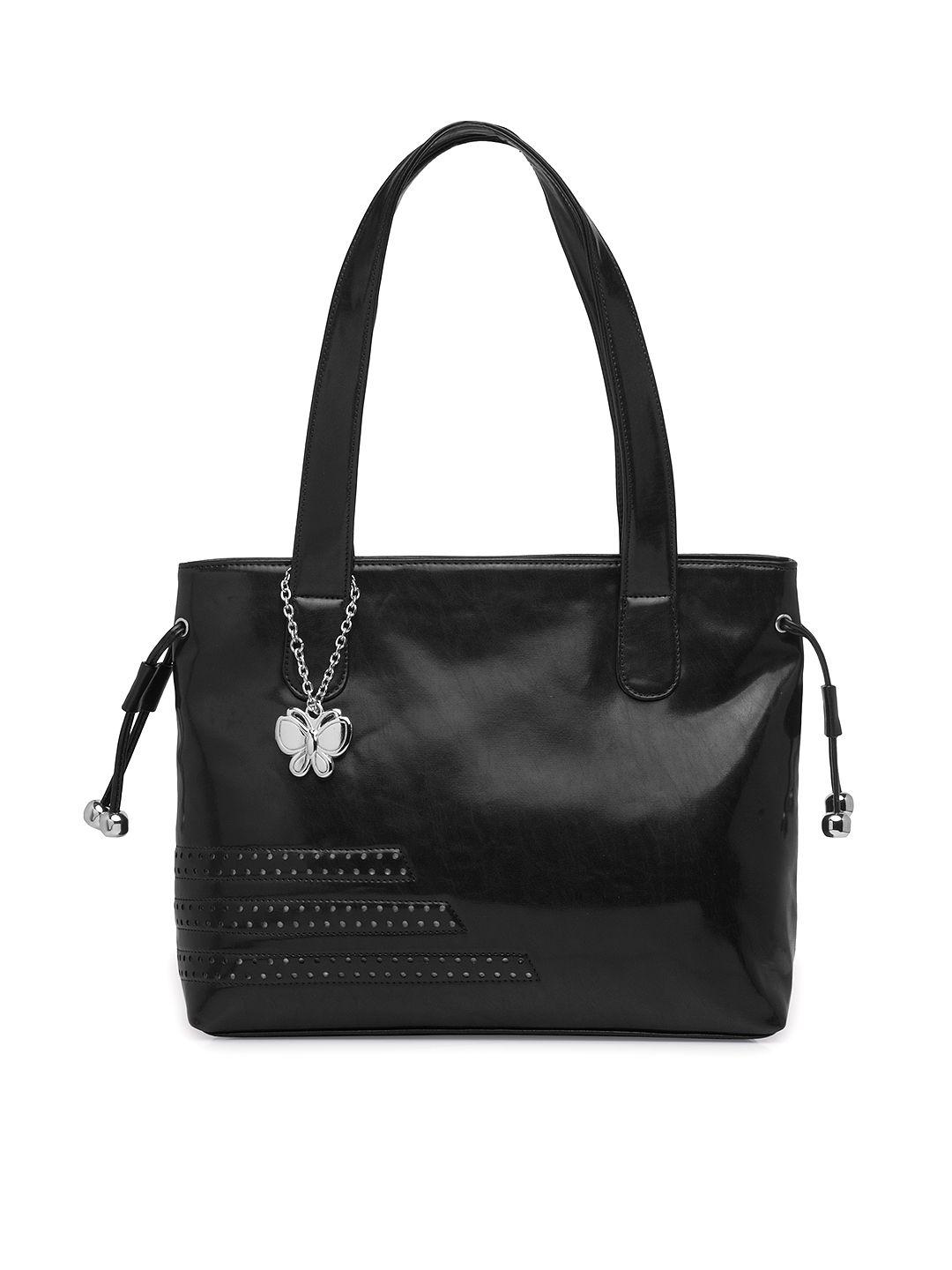 butterflies black solid shoulder bag