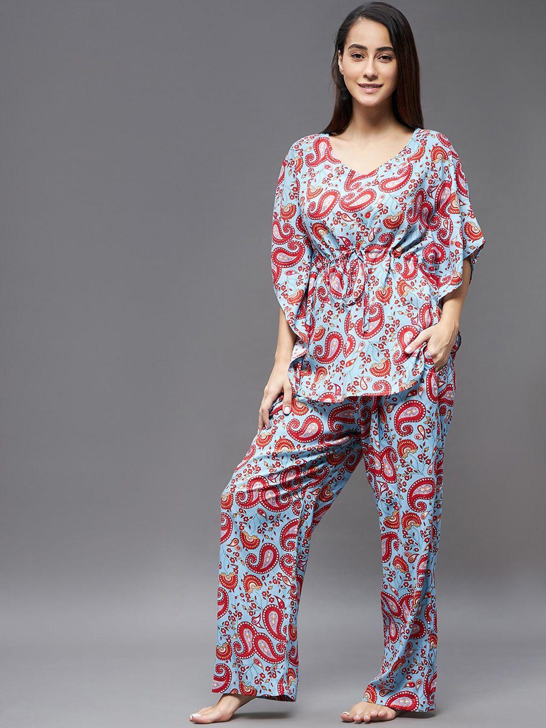 miss chase women printed kaftan night suit