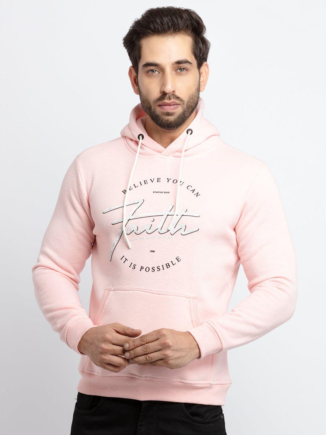 status quo men pink printed cotton sweatshirt