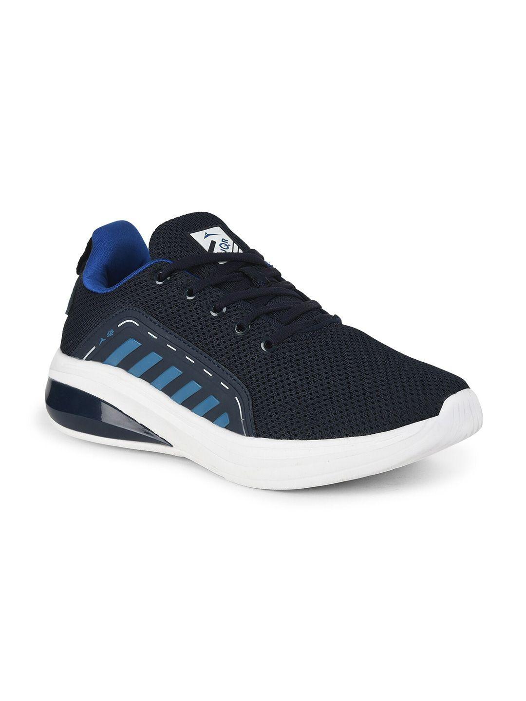 jqr men navy blue mesh running shoes