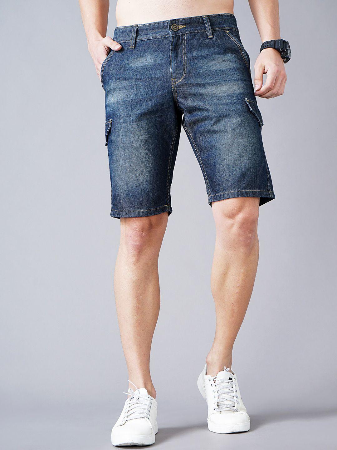 jean cafe men washed slim fit denim shorts