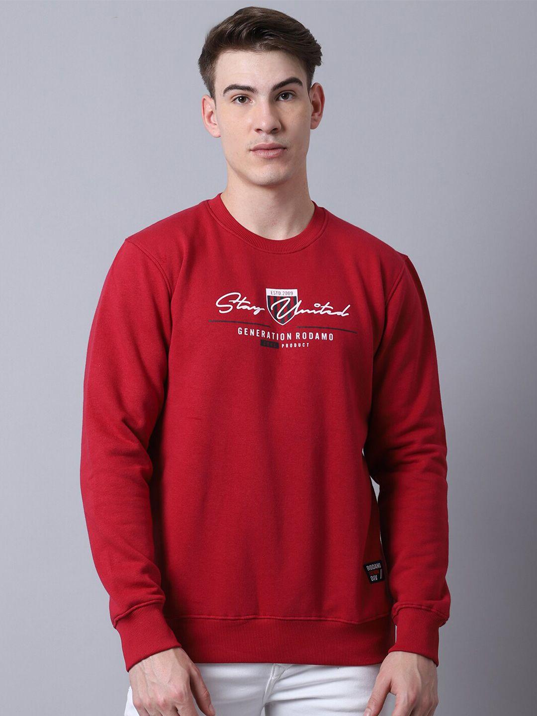 rodamo men red printed sweatshirt