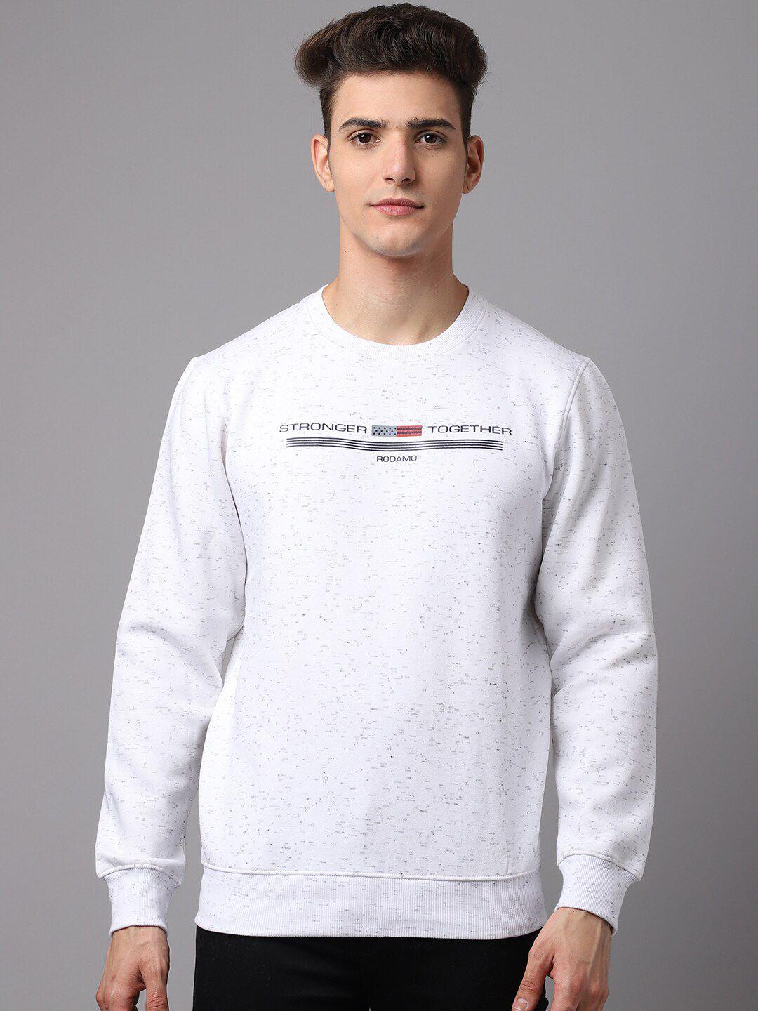 rodamo men white printed sweatshirt