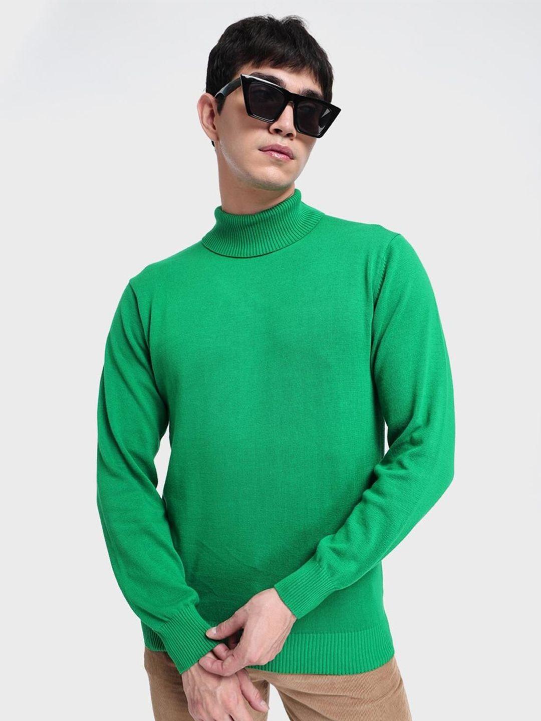 bewakoof men green acrylic pullover sweater