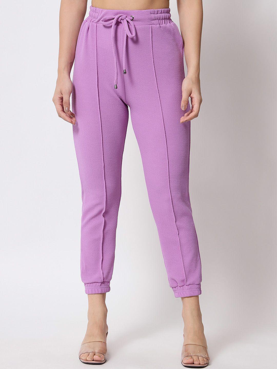 q-rious women lavender pleated joggers trousers