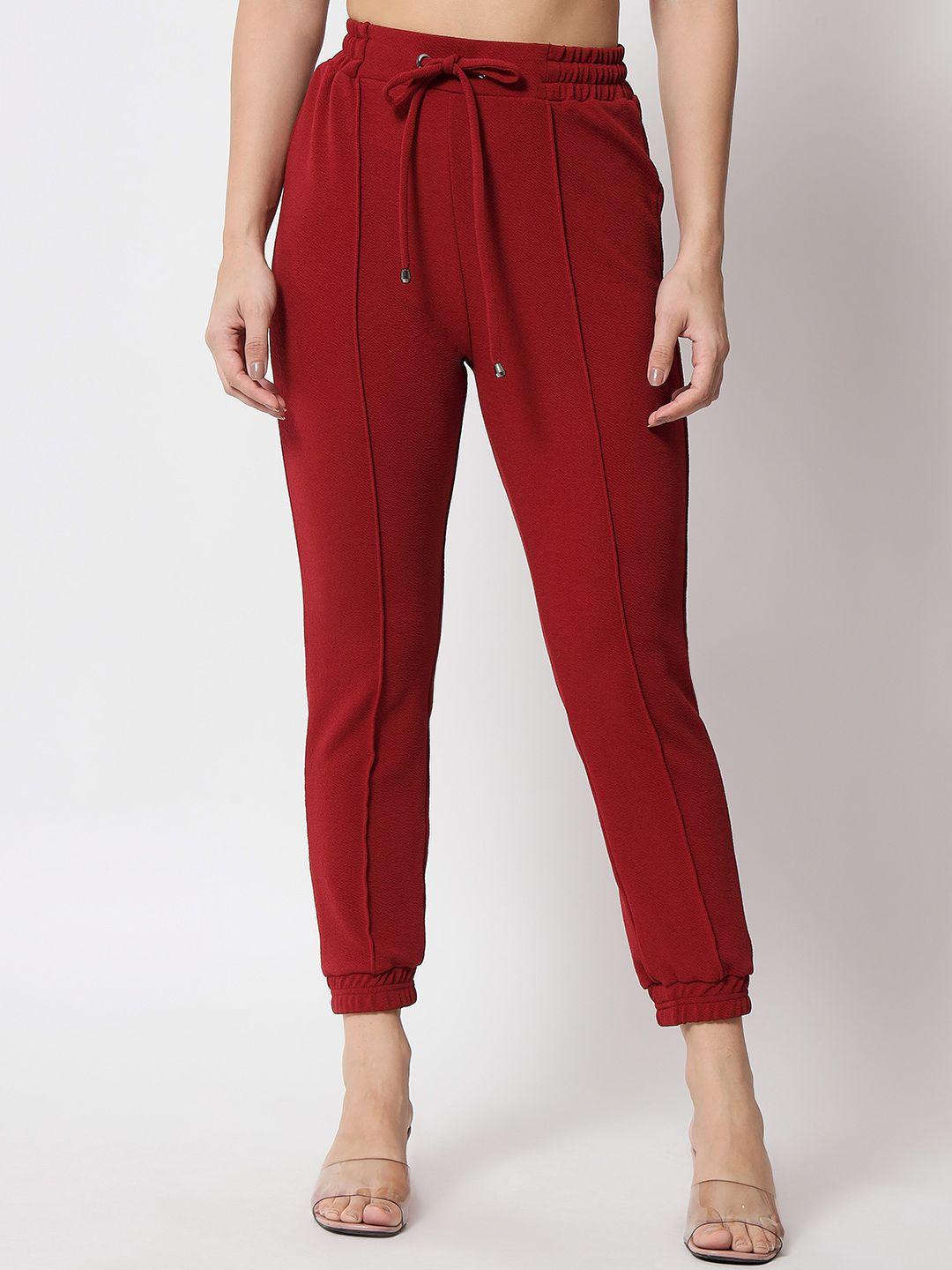 q-rious women maroon pleated trousers