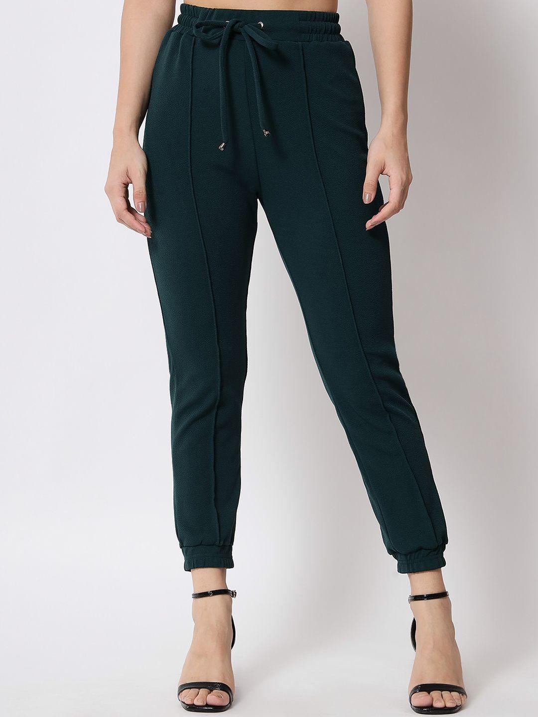 q-rious women teal pleated joggers trousers