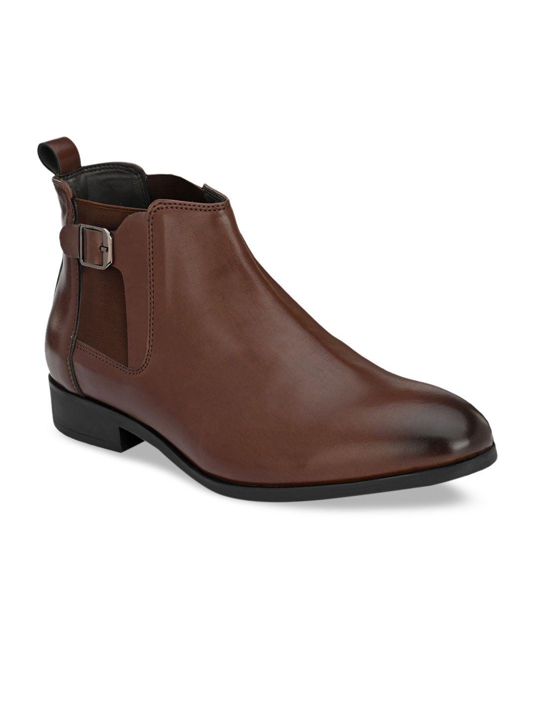 san frissco men brown solid chelsea boots