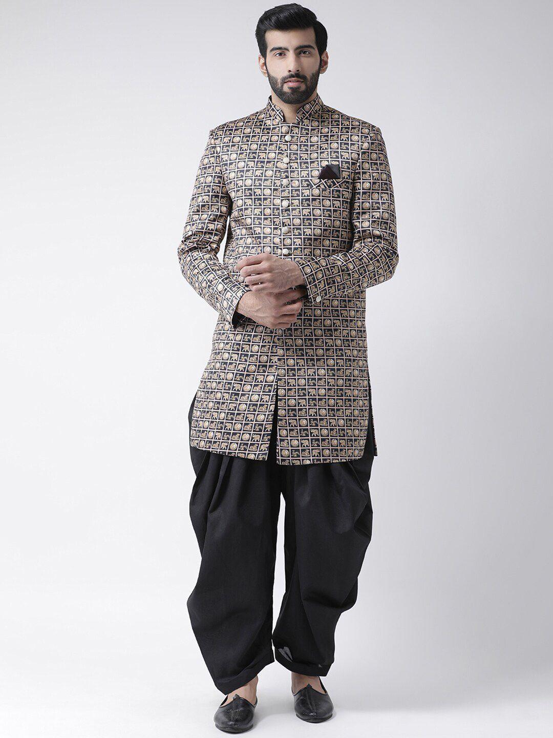 hangup men blue printed sherwani