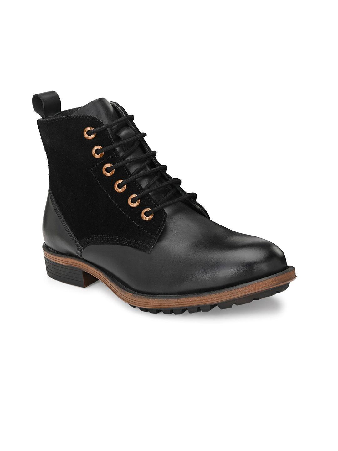 big fox men black solid mid-top biker boots