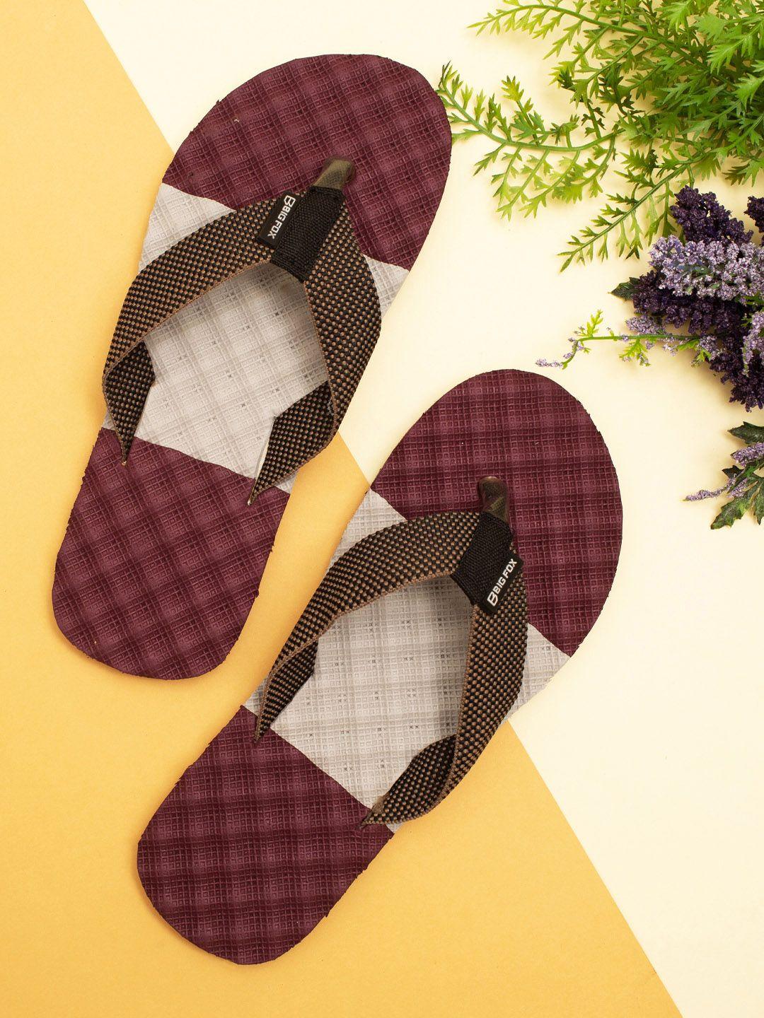 big fox men maroon & grey colourblocked thong flip-flops