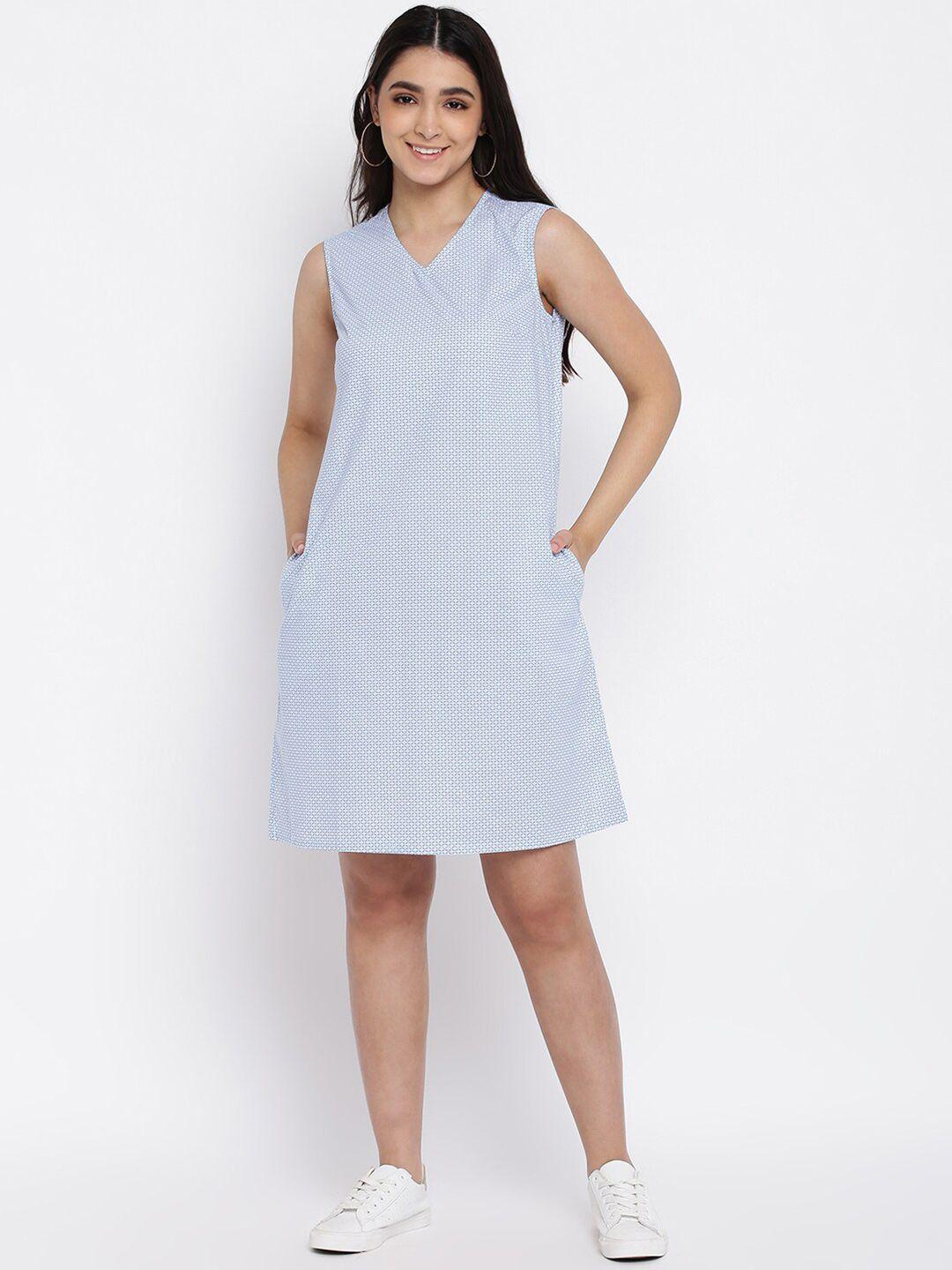 abof women blue striped a-line dress