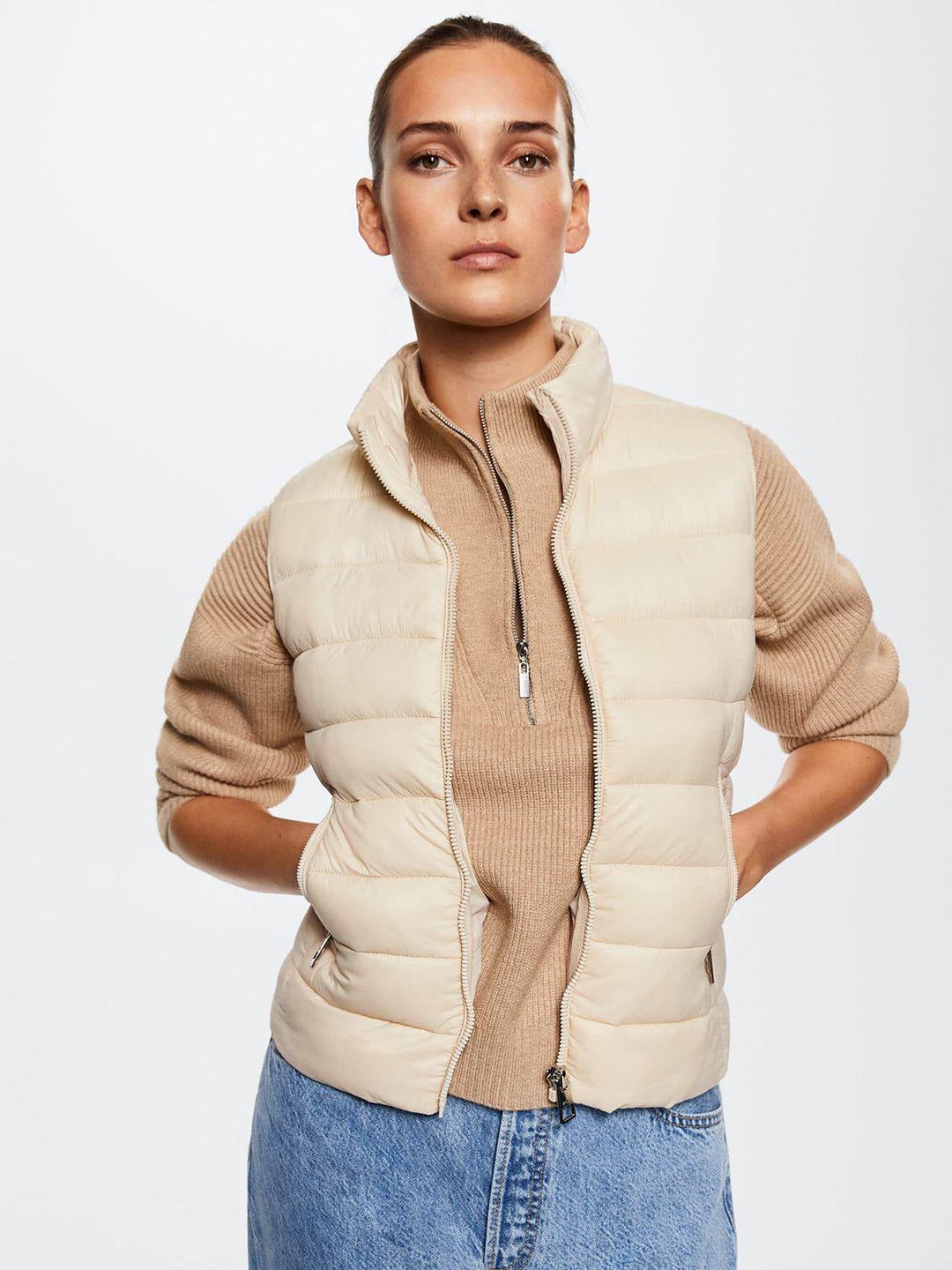 mango women beige padded jacket