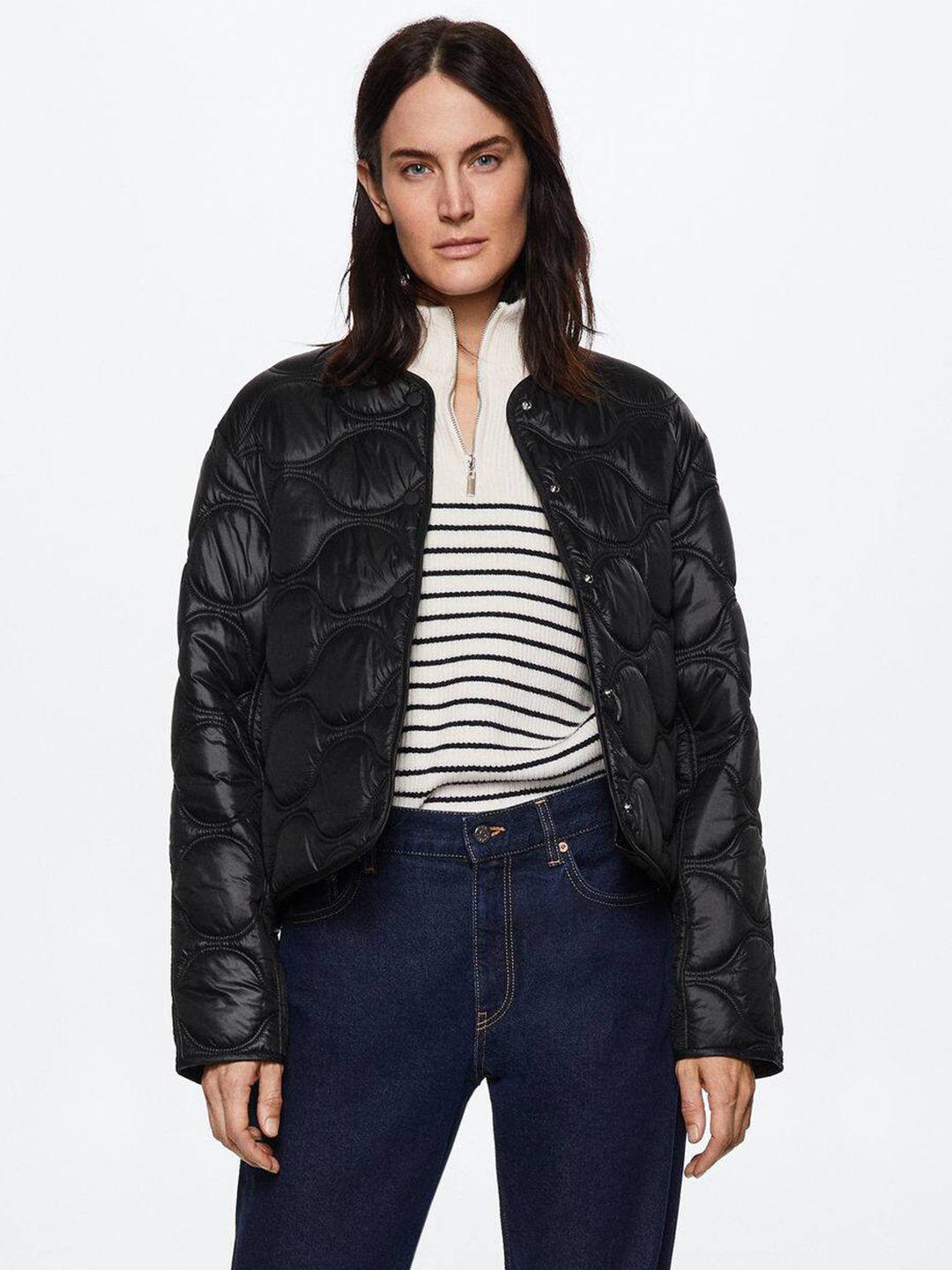 mango women black quilted jacket