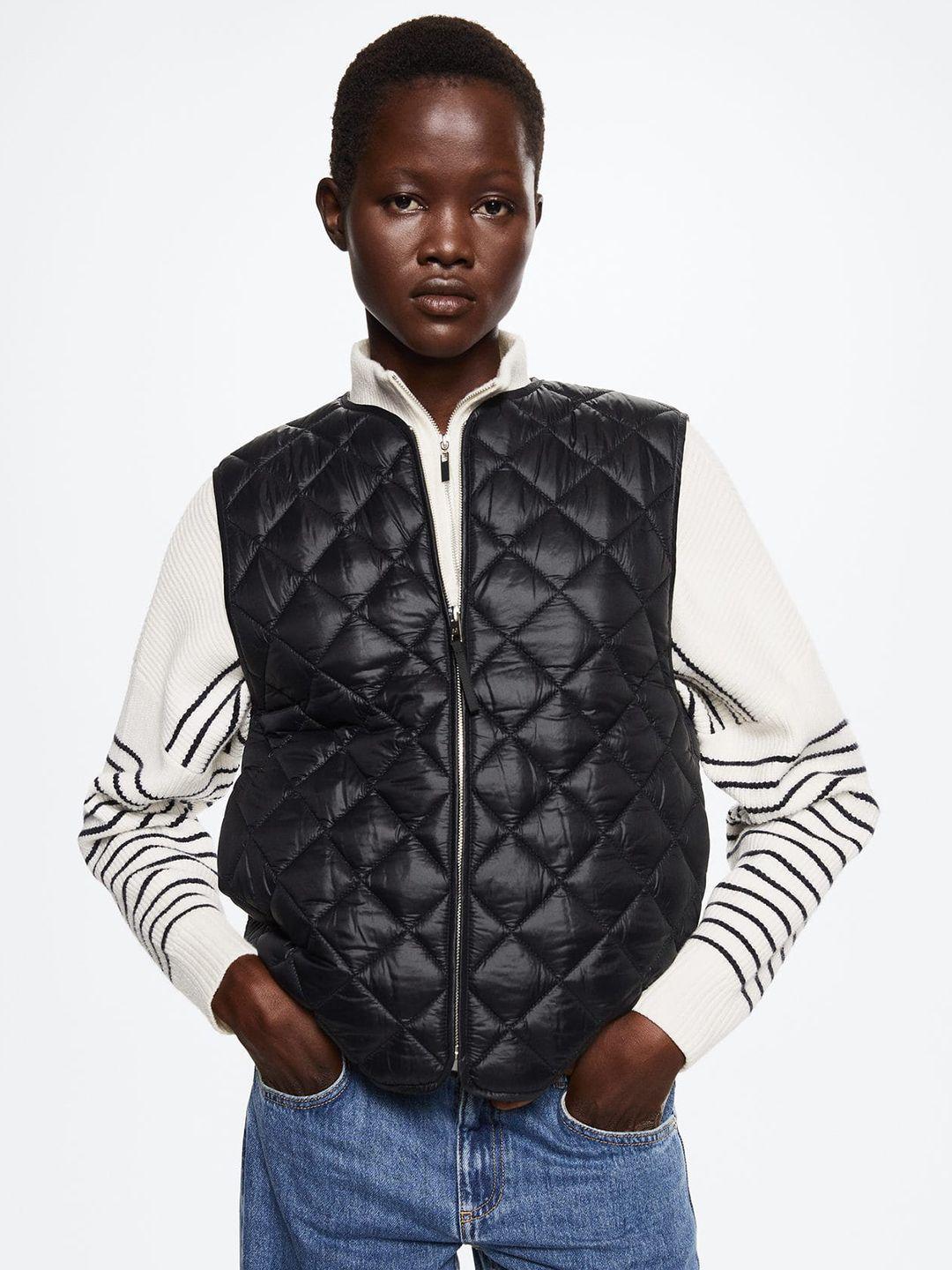 mango women black quilted jacket