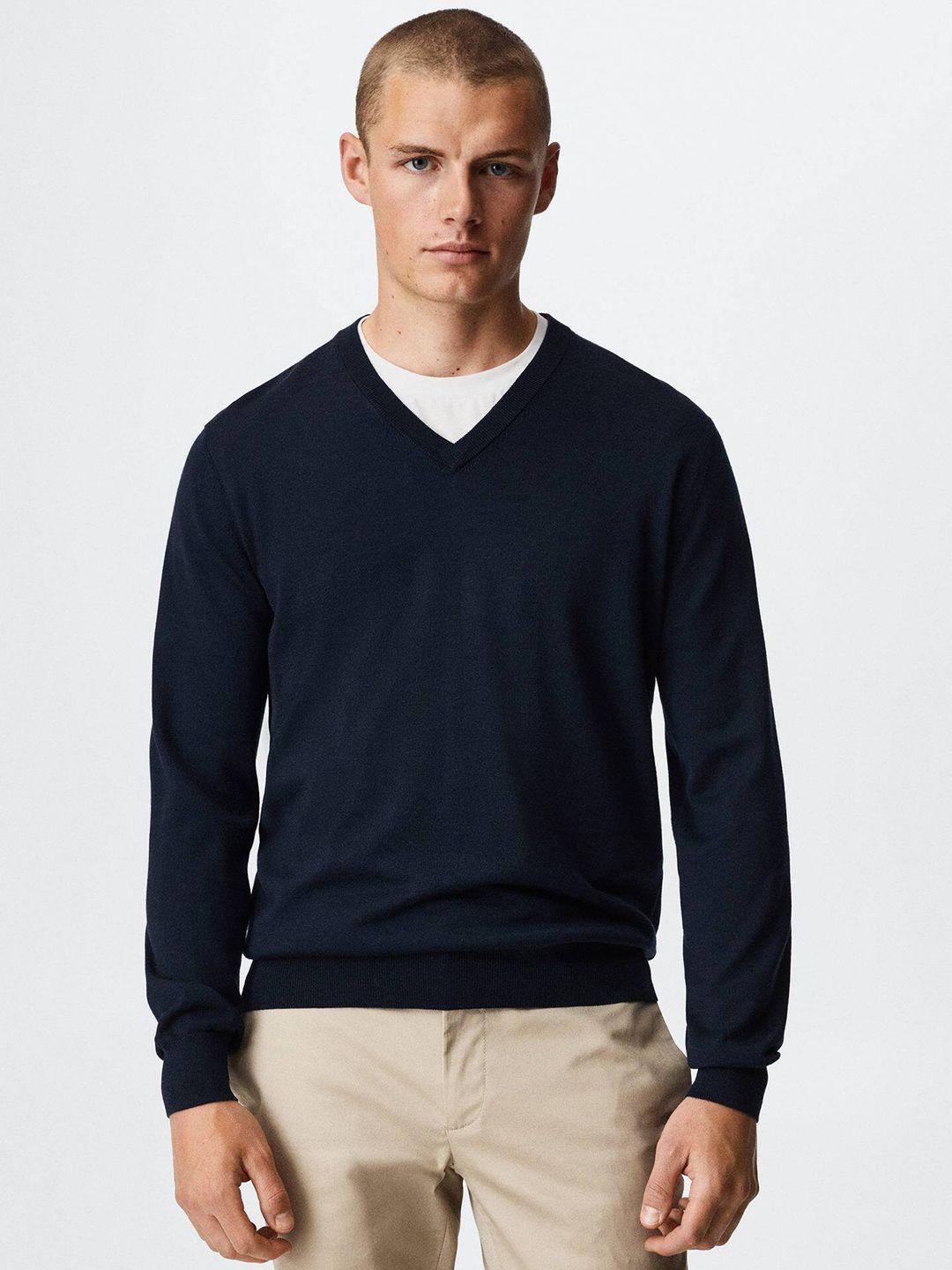 mango man solid woolen pullover